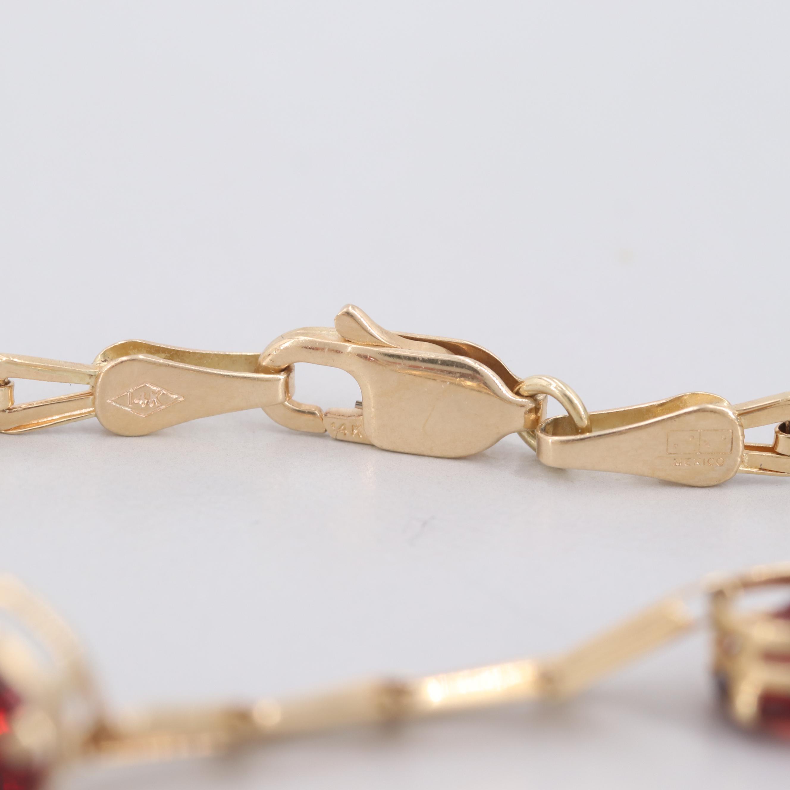 14K Yellow Gold Garnet Bracelet