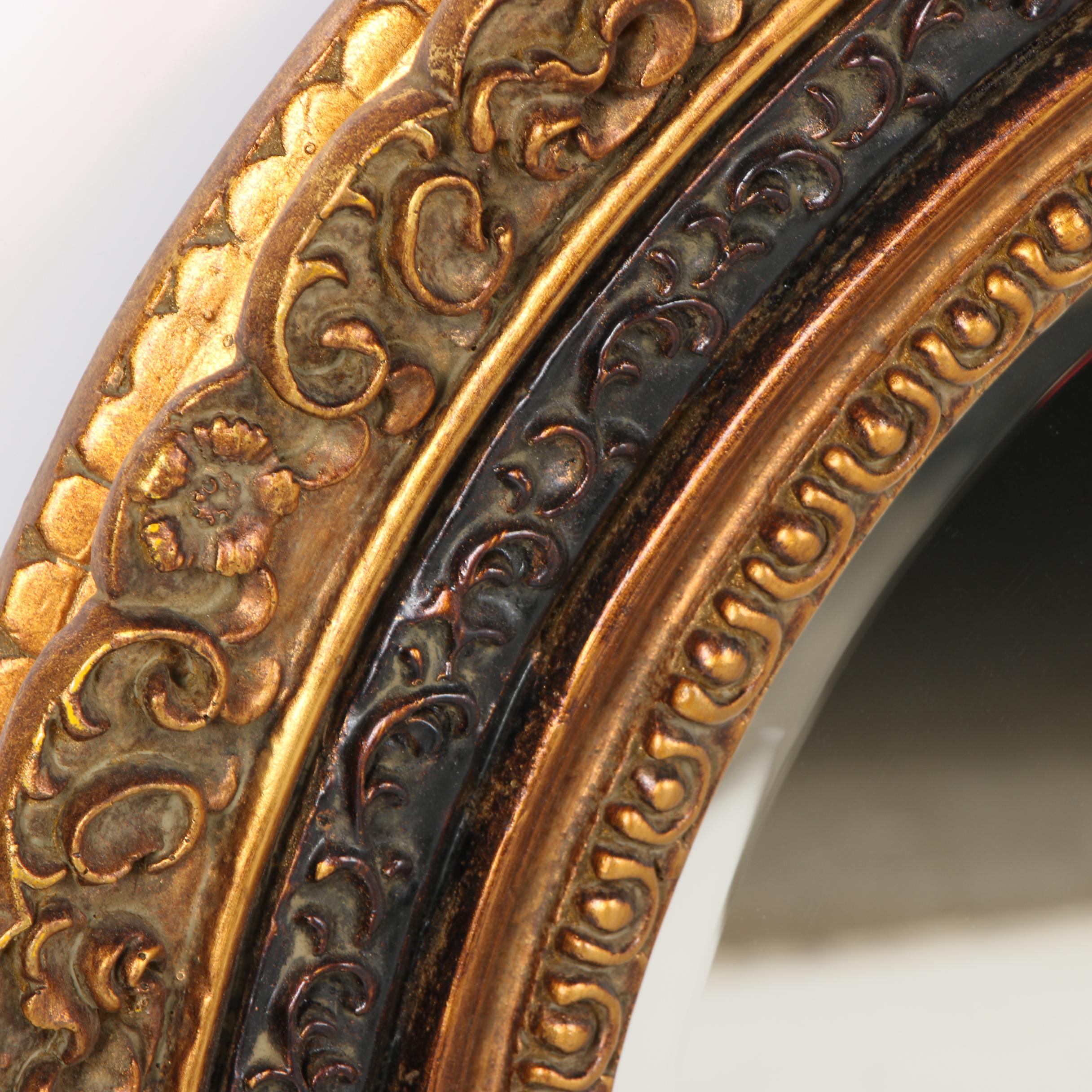 Contemporary Gold and Bronze Toned Round Wall Mirror