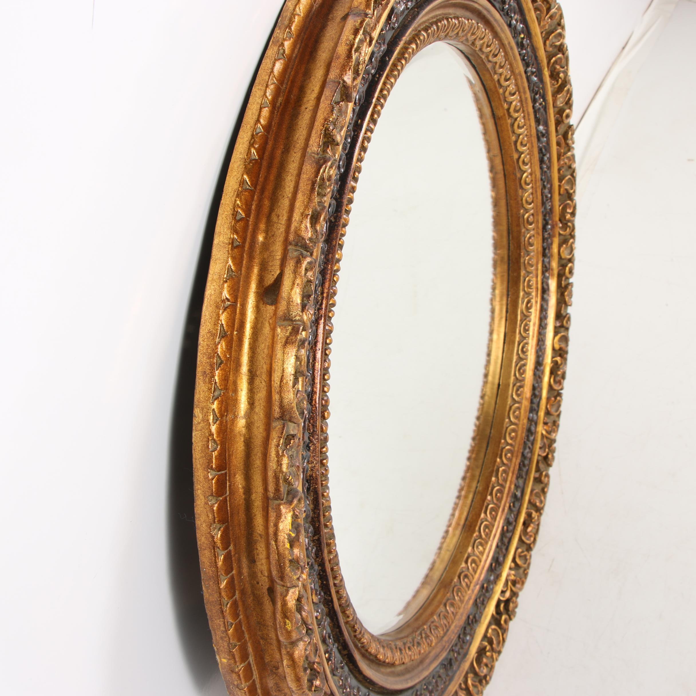Contemporary Gold and Bronze Toned Round Wall Mirror