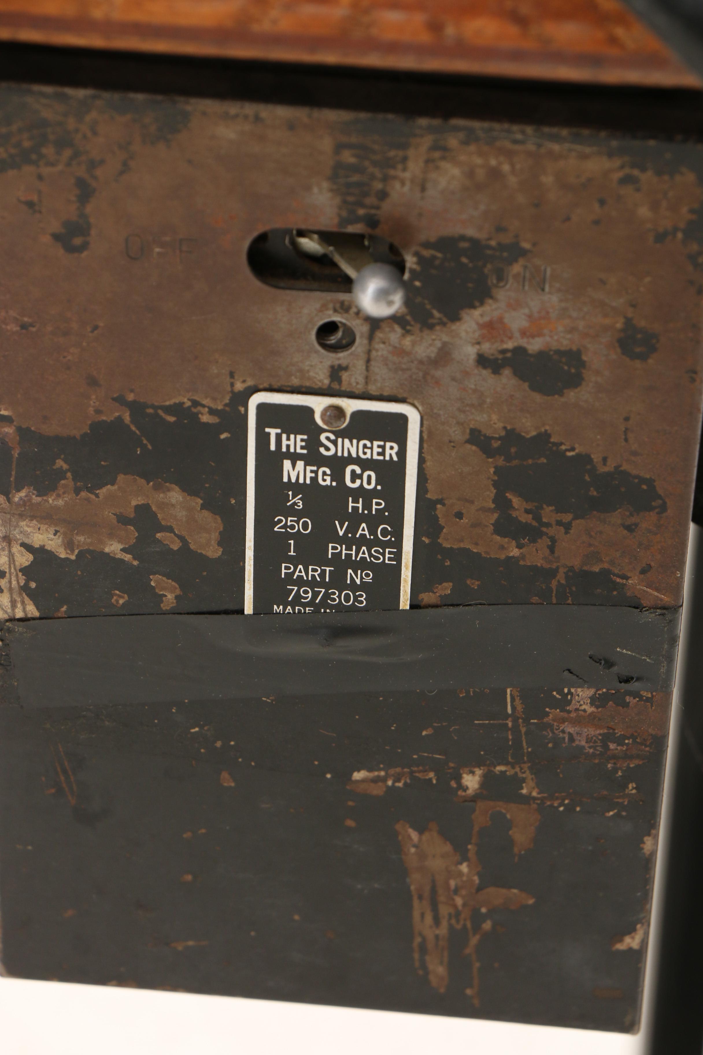 Vintage Industrial Singer Sewing Machine and Table