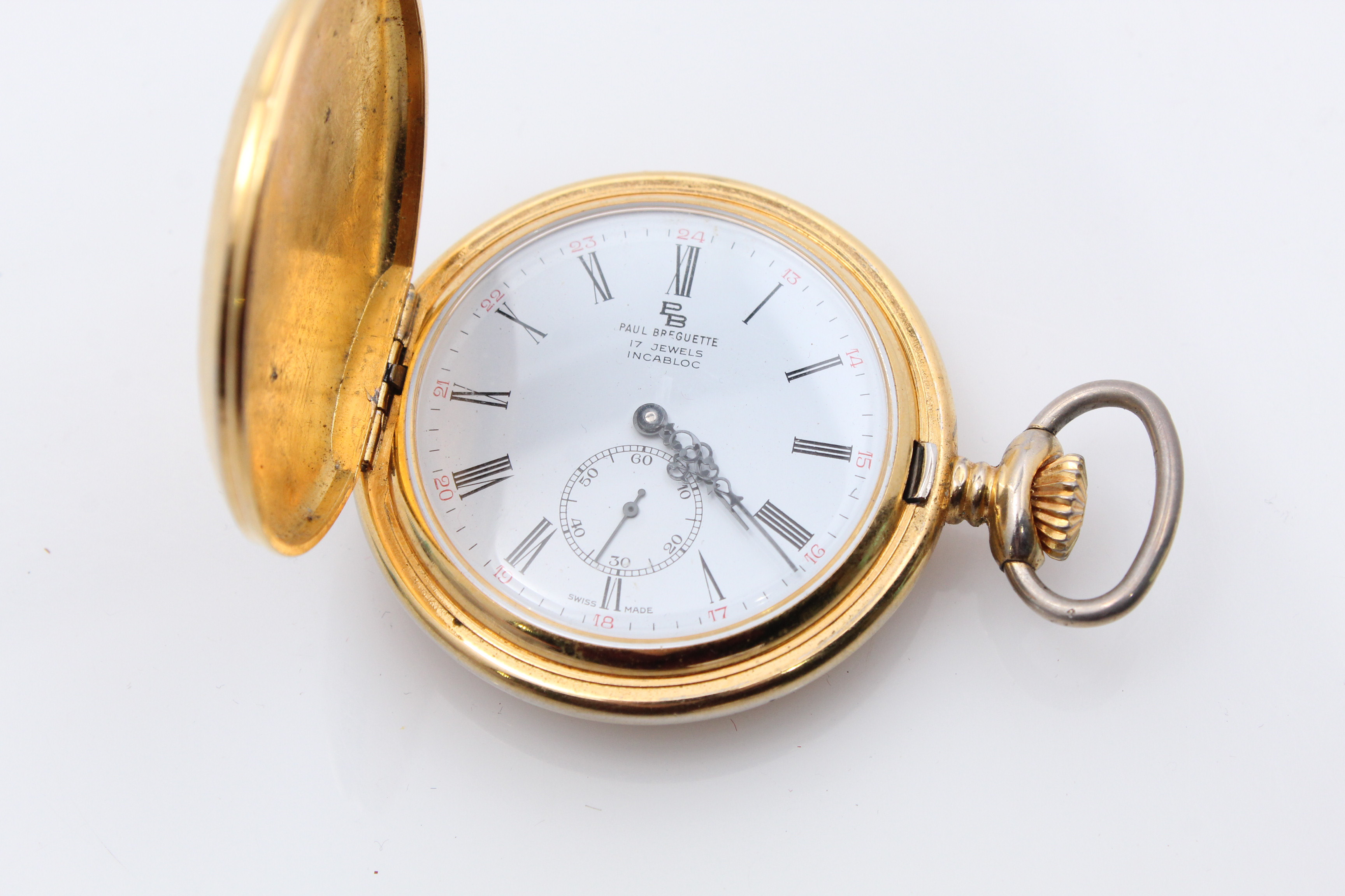 Paul Breguette Gold Tone 17 Jewel Pocket Watch