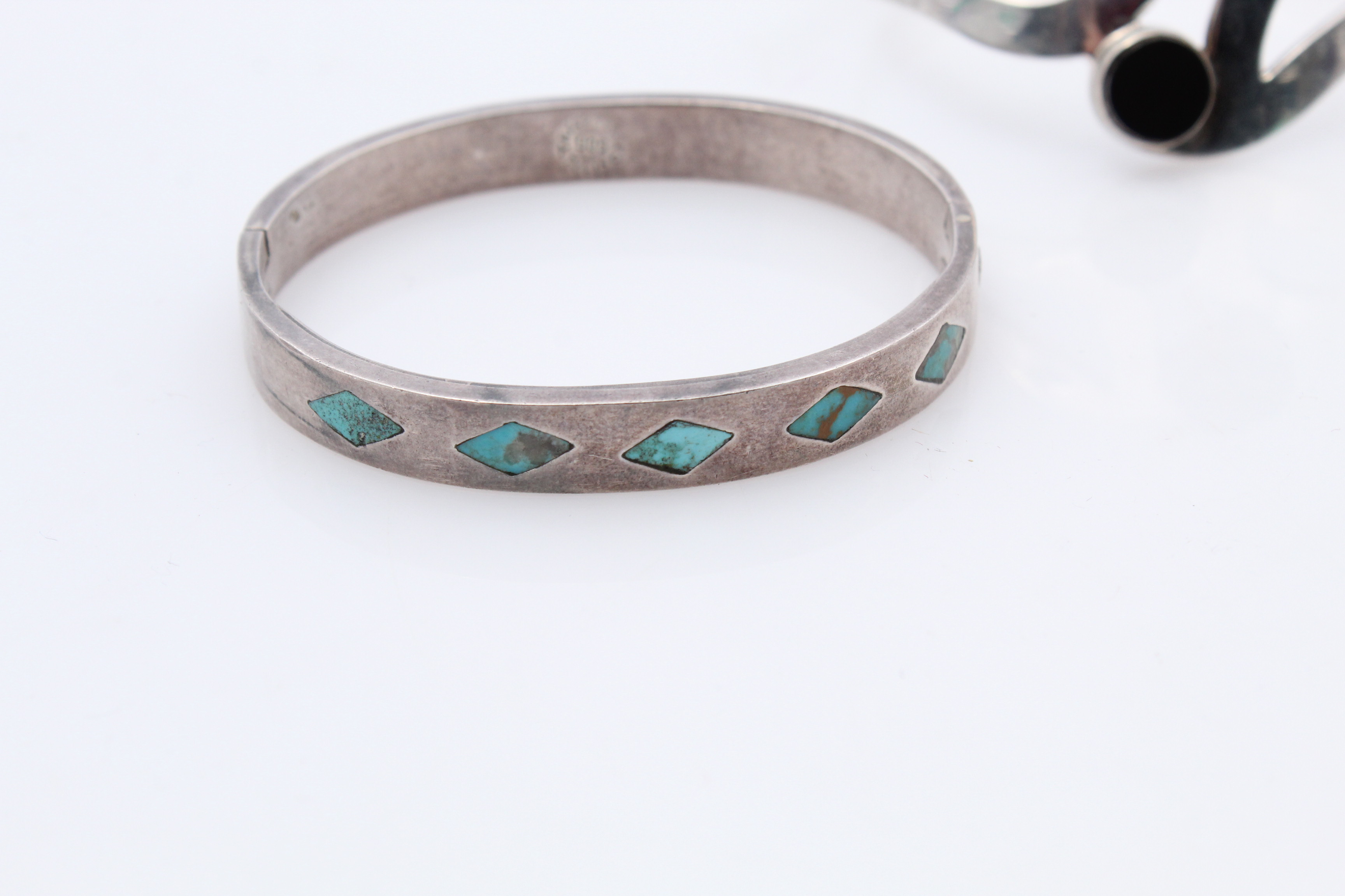 Southwestern Style Sterling Silver Bracelets with Turquoise and Onyx
