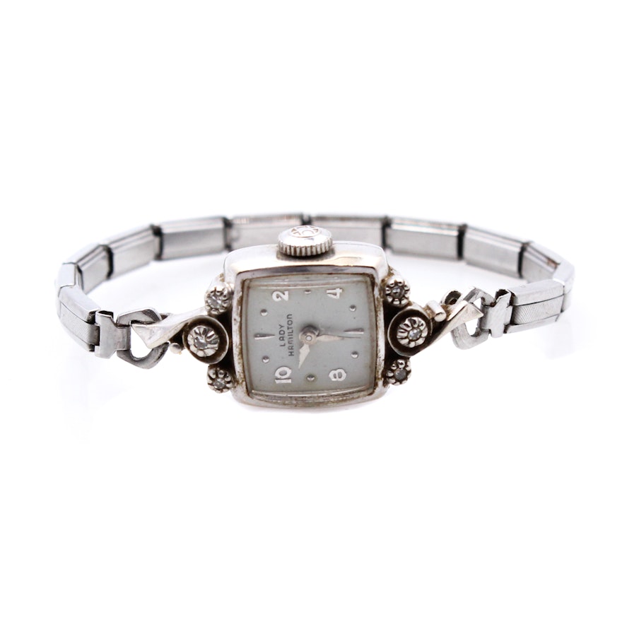 Lady Hamilton 14K White Gold Watch with Diamonds