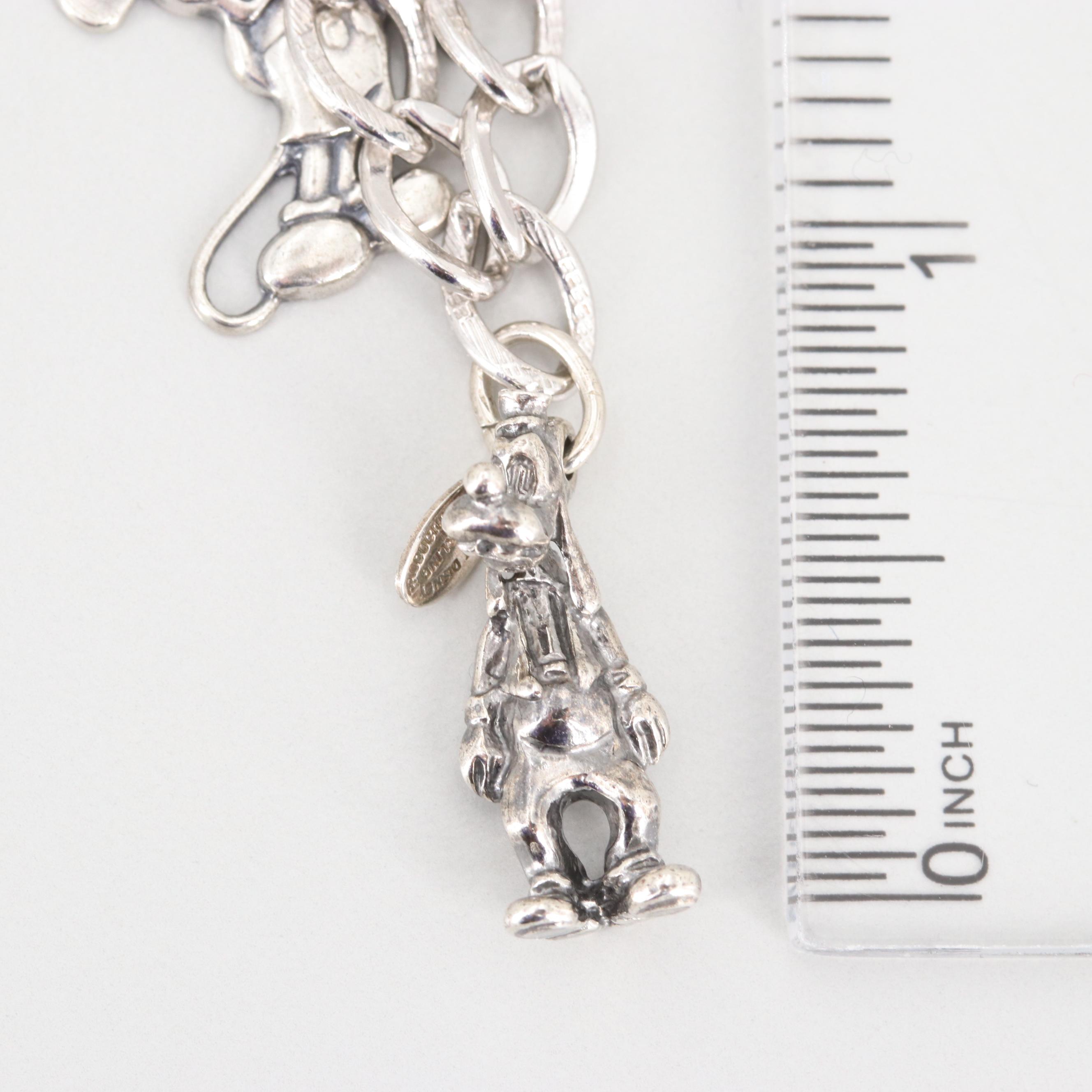 Sterling Silver Charm Bracelet Featuring Disney