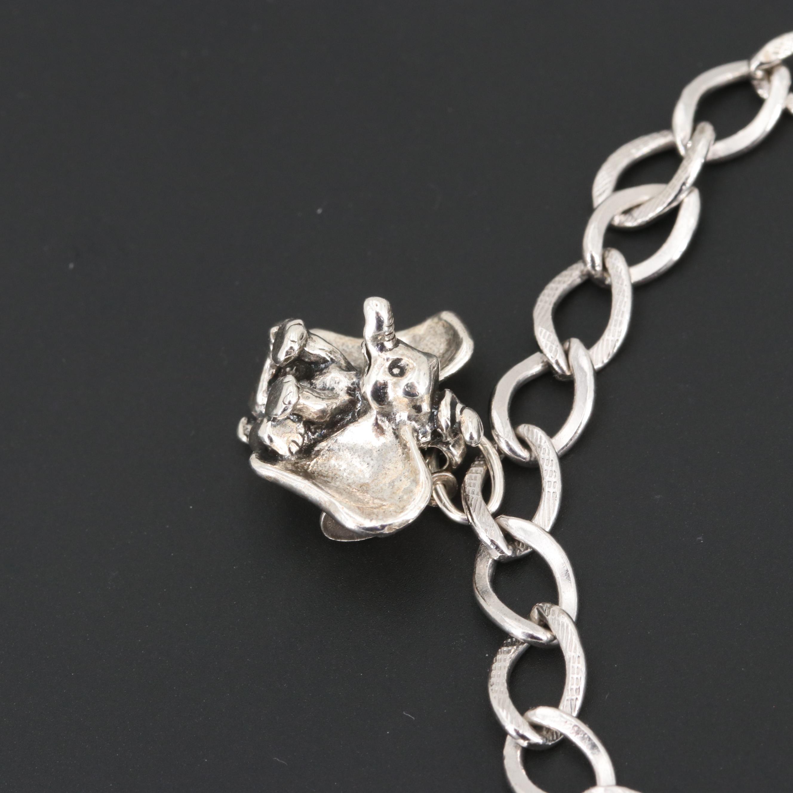 Sterling Silver Charm Bracelet Featuring Disney