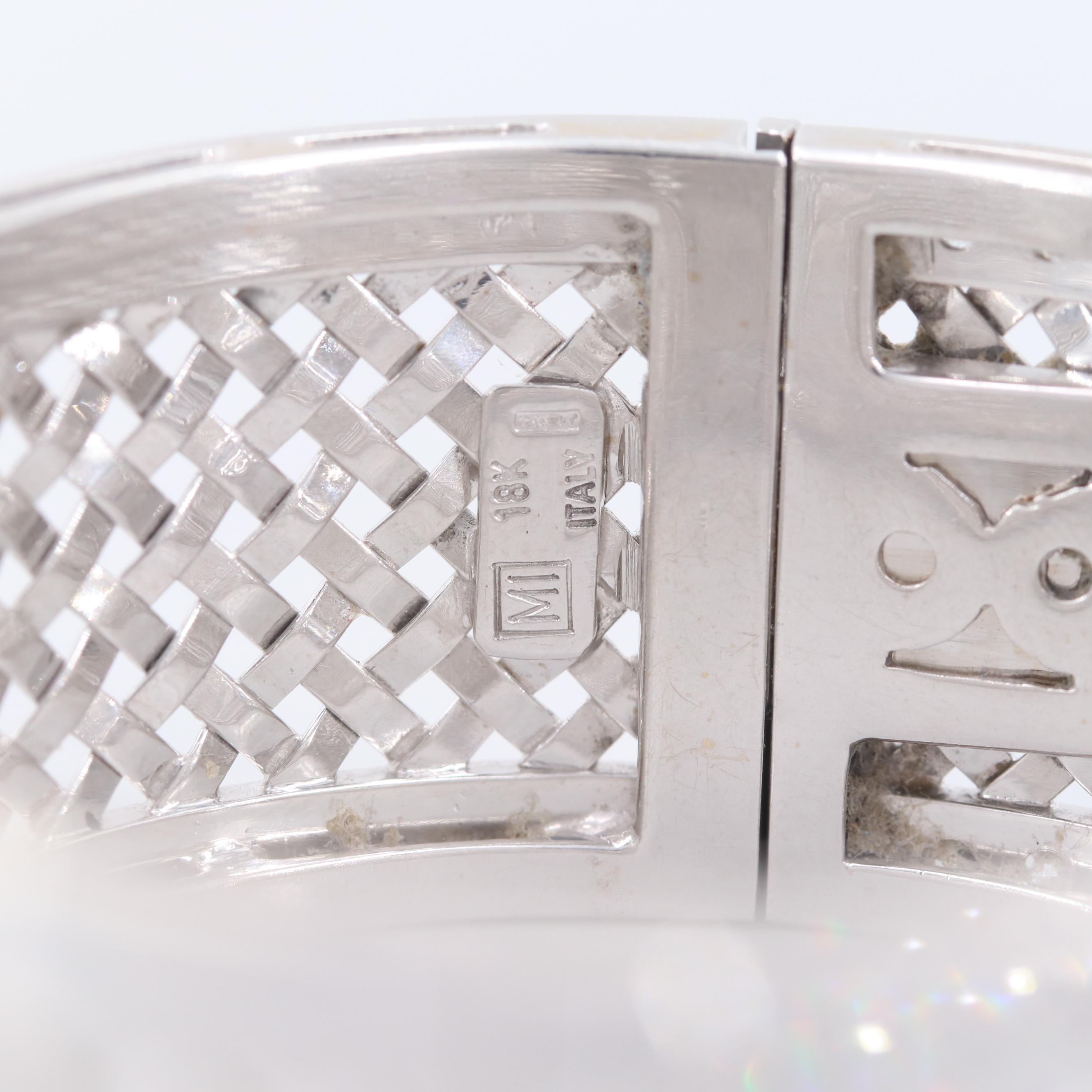 Italian 18K White Gold 3.52 CTW Diamond Lattice Weave Bracelet