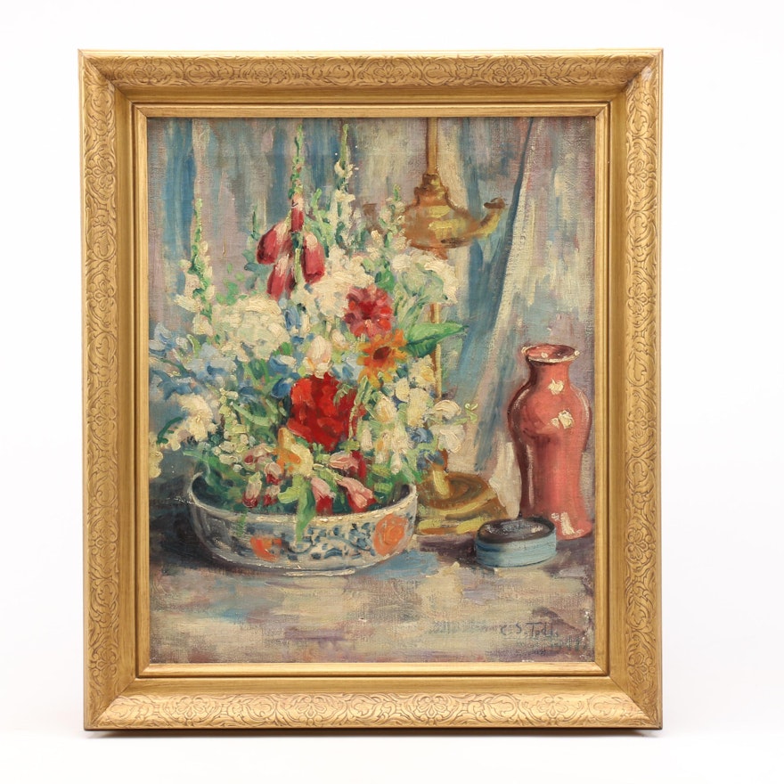 Charles Stewart Todd Floral Still Life Oil Painting