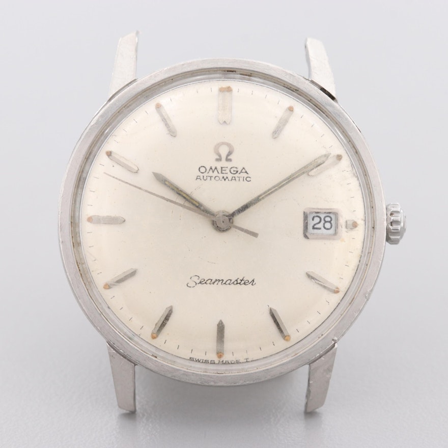 Vintage Omega Seamaster Calendar Stainless Steel Automatic Wristwatch Timepiece