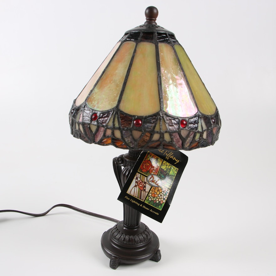 Dale Tiffany Handmade "Peacock" Stained Glass Table Lamp