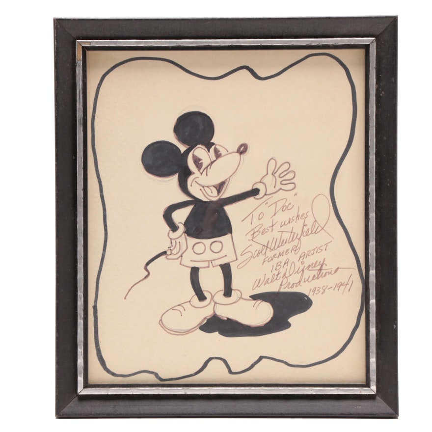 Scott Westerfield Vintage Marker Drawing of Micky Mouse