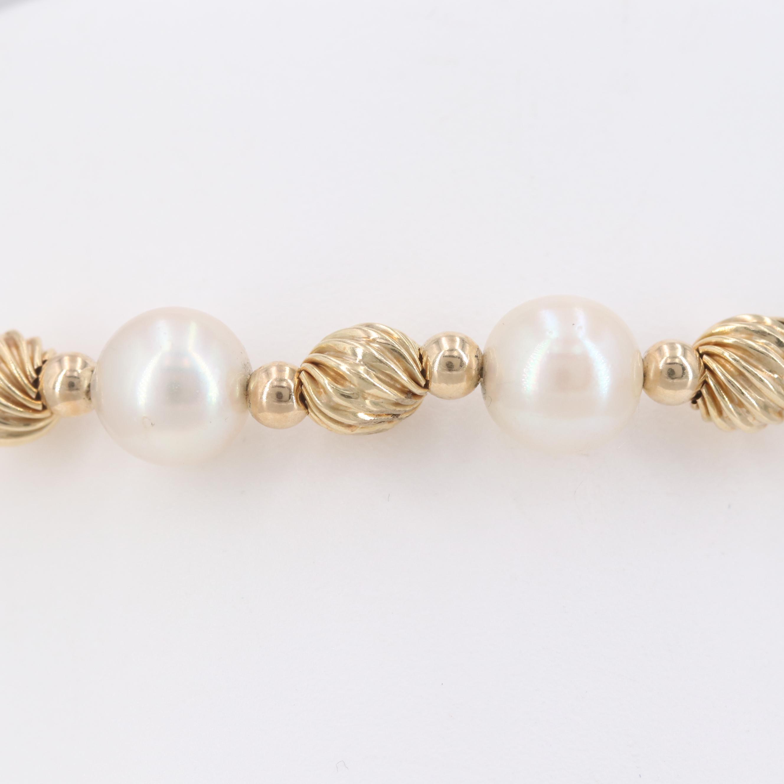 14K Yellow Gold Cultured Pearl Bracelet