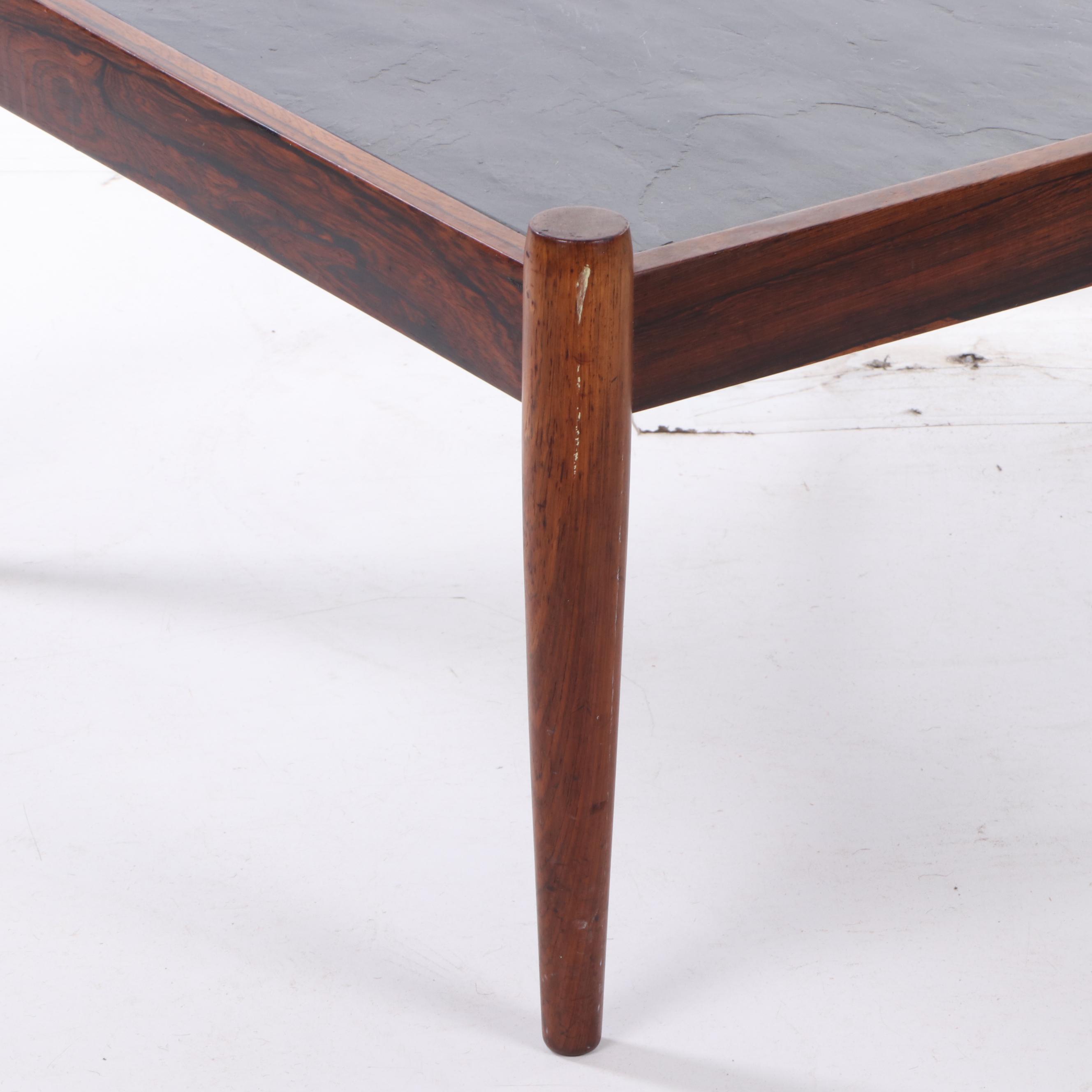 Magnus Olesen Danish Modern Slate Top Side Table, Mid-Century