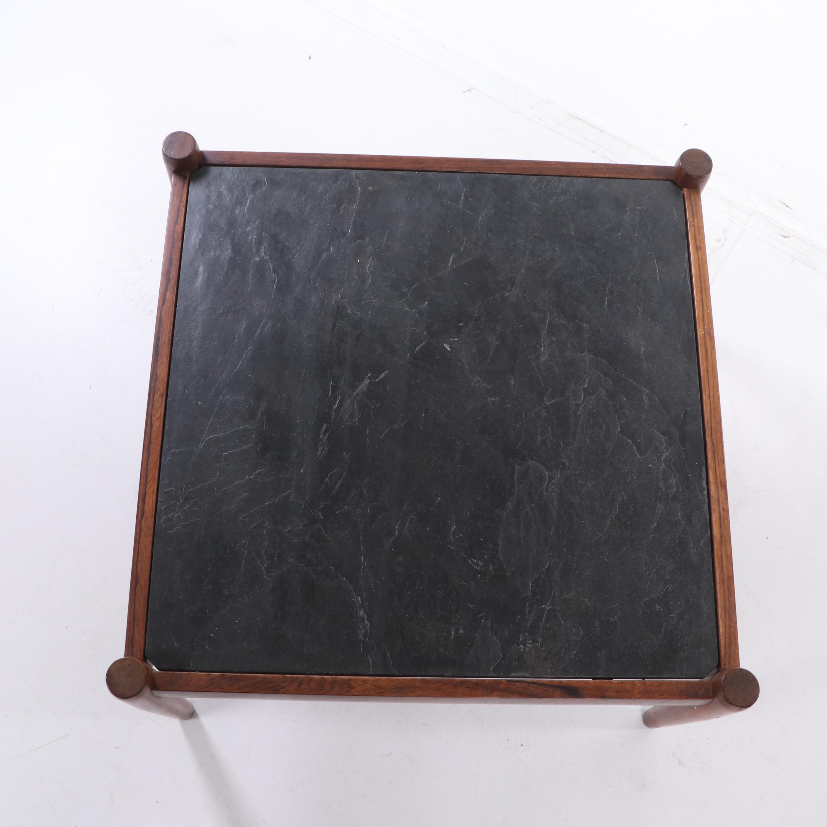 Magnus Olesen Danish Modern Slate Top Side Table, Mid-Century