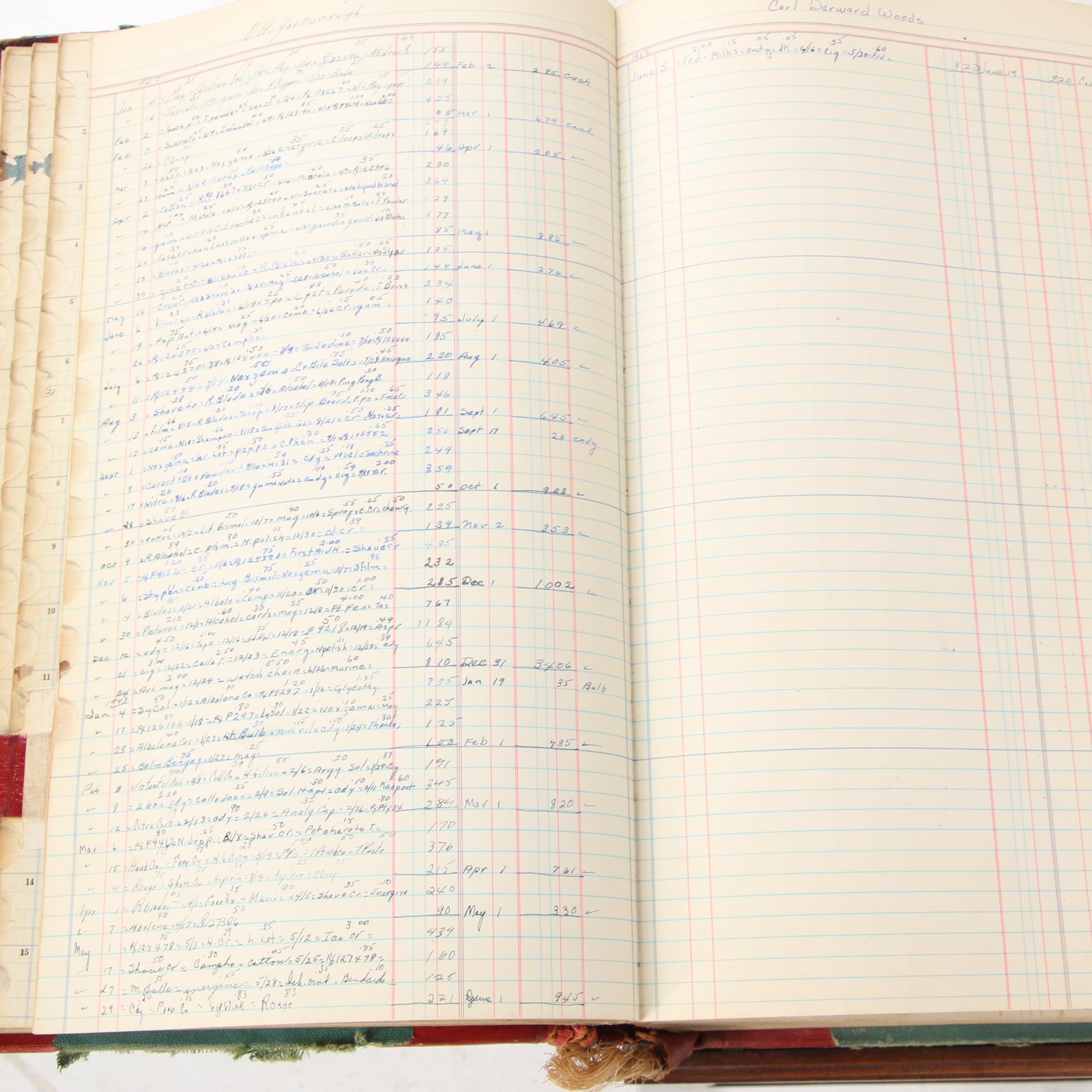 1942-3 Bound Ledger on Wooden Table