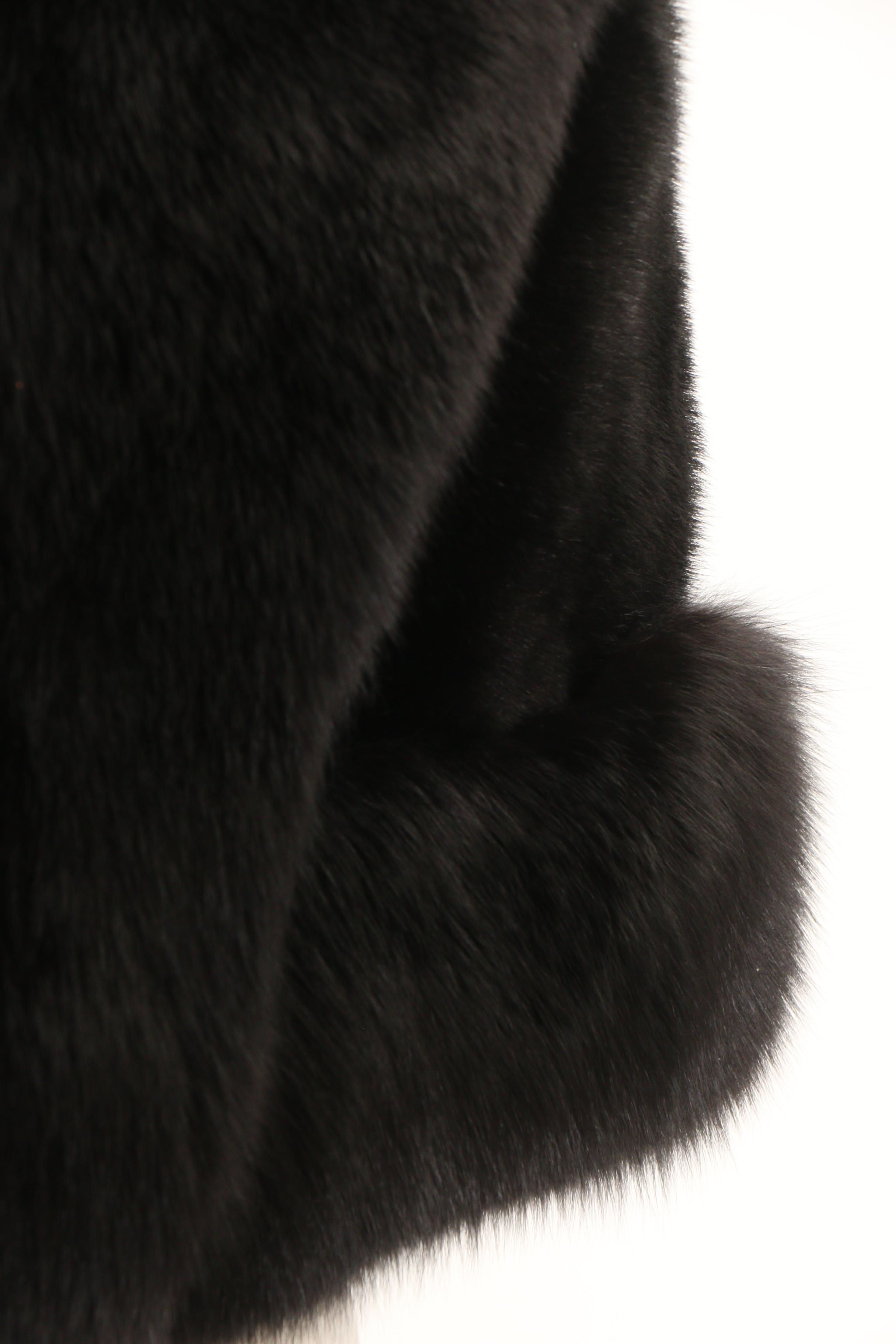 Blackglama Dark Ranch Mink Fur Stole with Fox Fur Trim