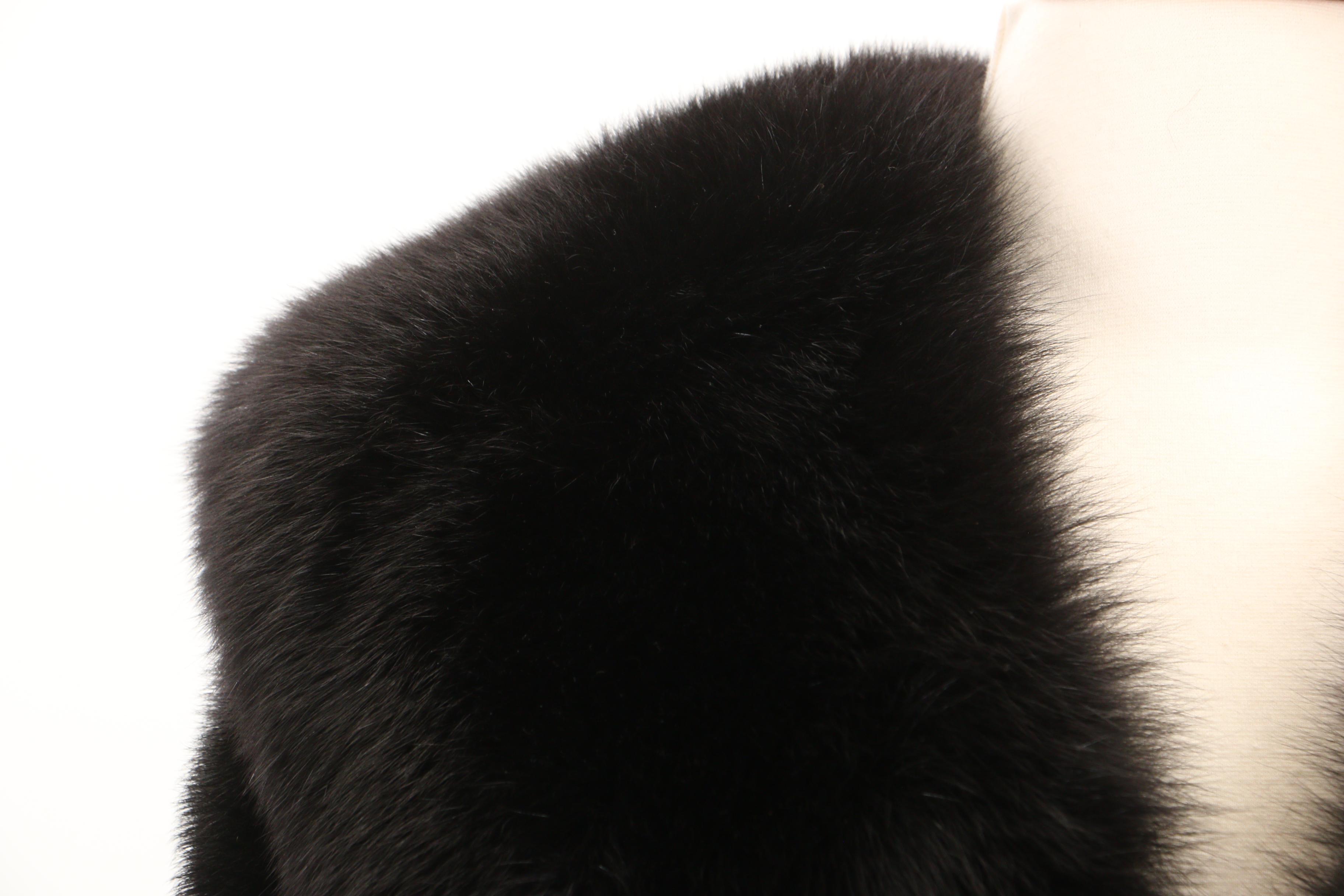 Blackglama Dark Ranch Mink Fur Stole with Fox Fur Trim