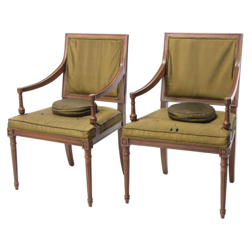 Pair of Louis XVI Style Walnut Fauteuils, Circa 1970