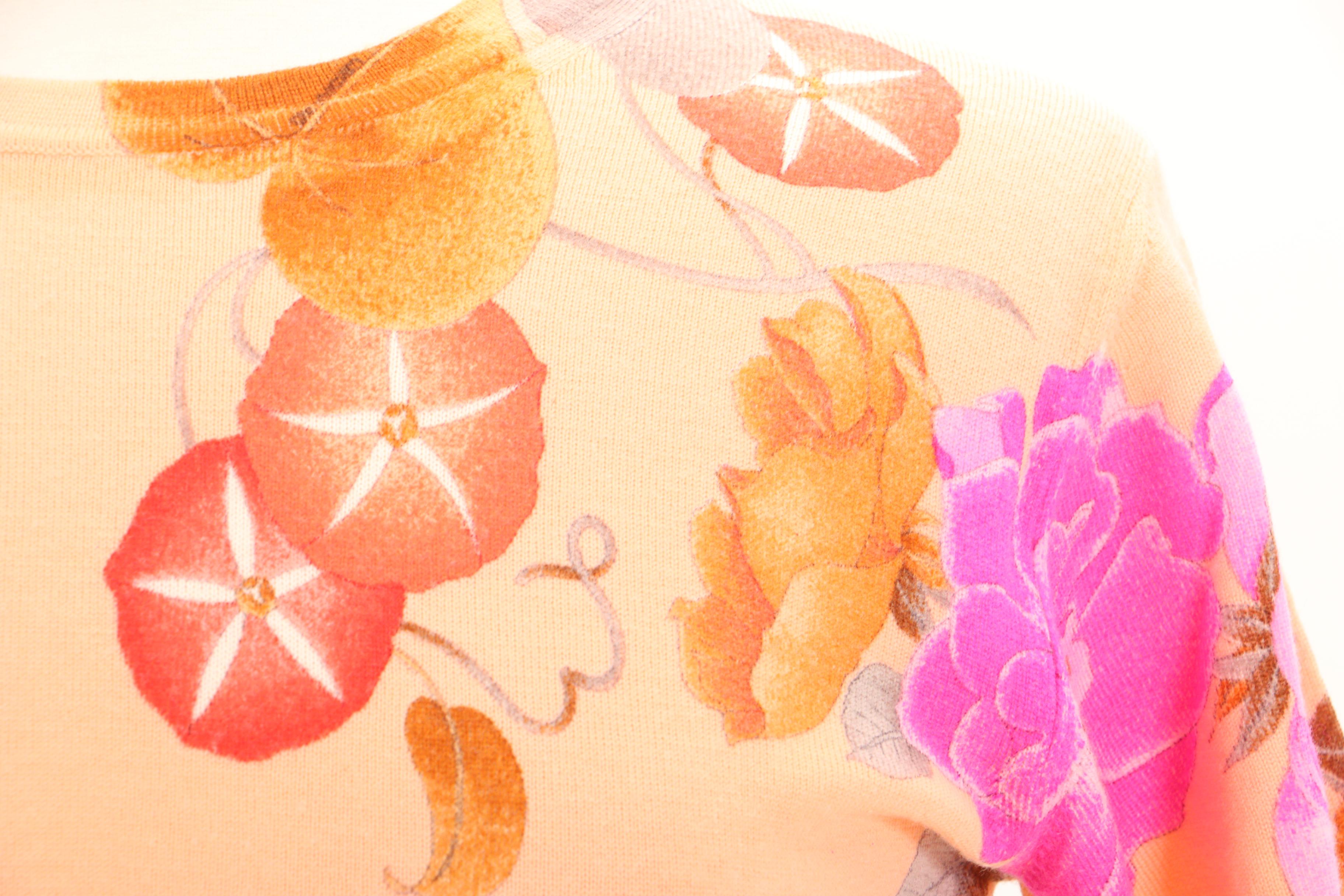 Prada Red Pencil Skirt and Leonard Paris Floral Print Knit Shirt