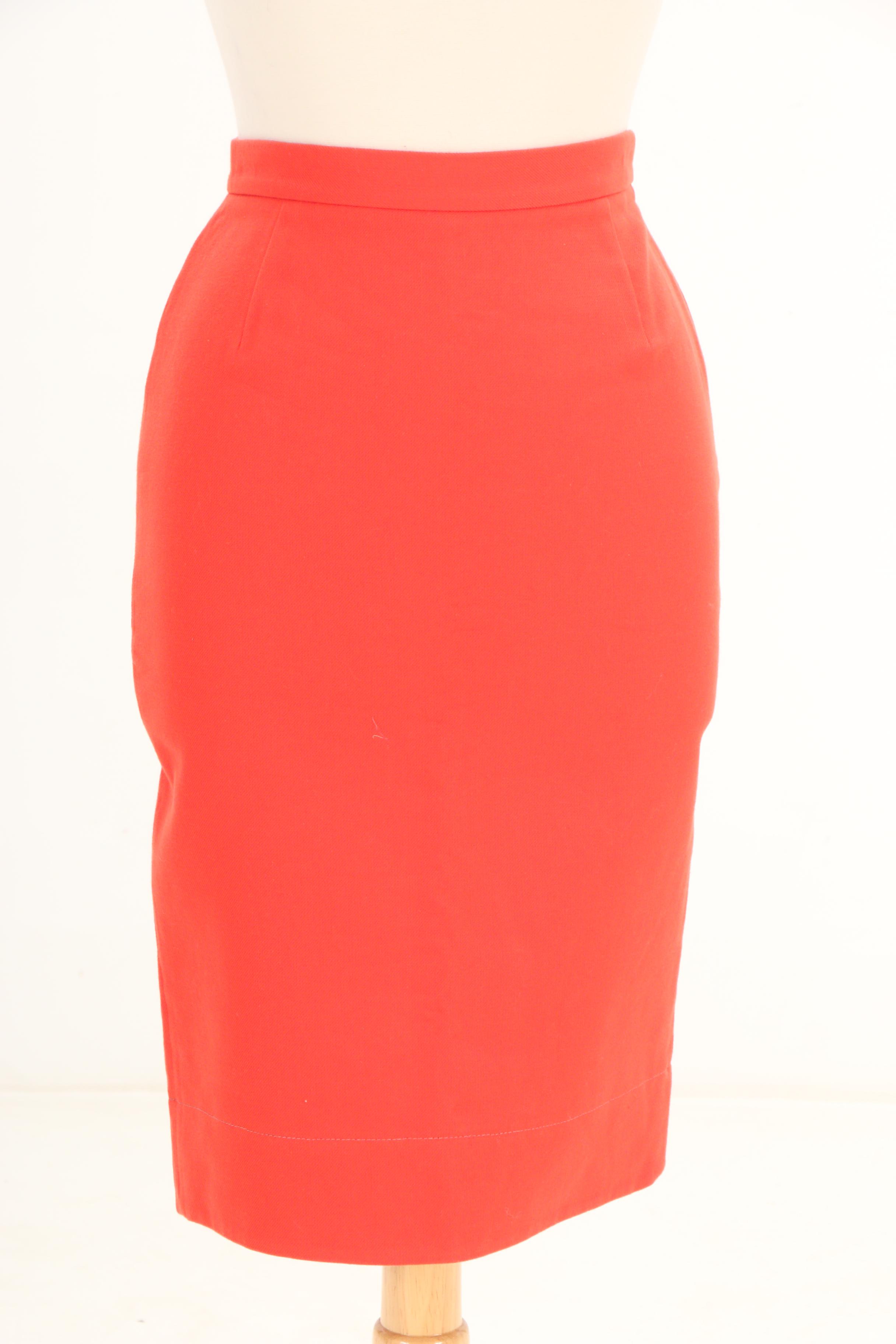 Prada Red Pencil Skirt and Leonard Paris Floral Print Knit Shirt