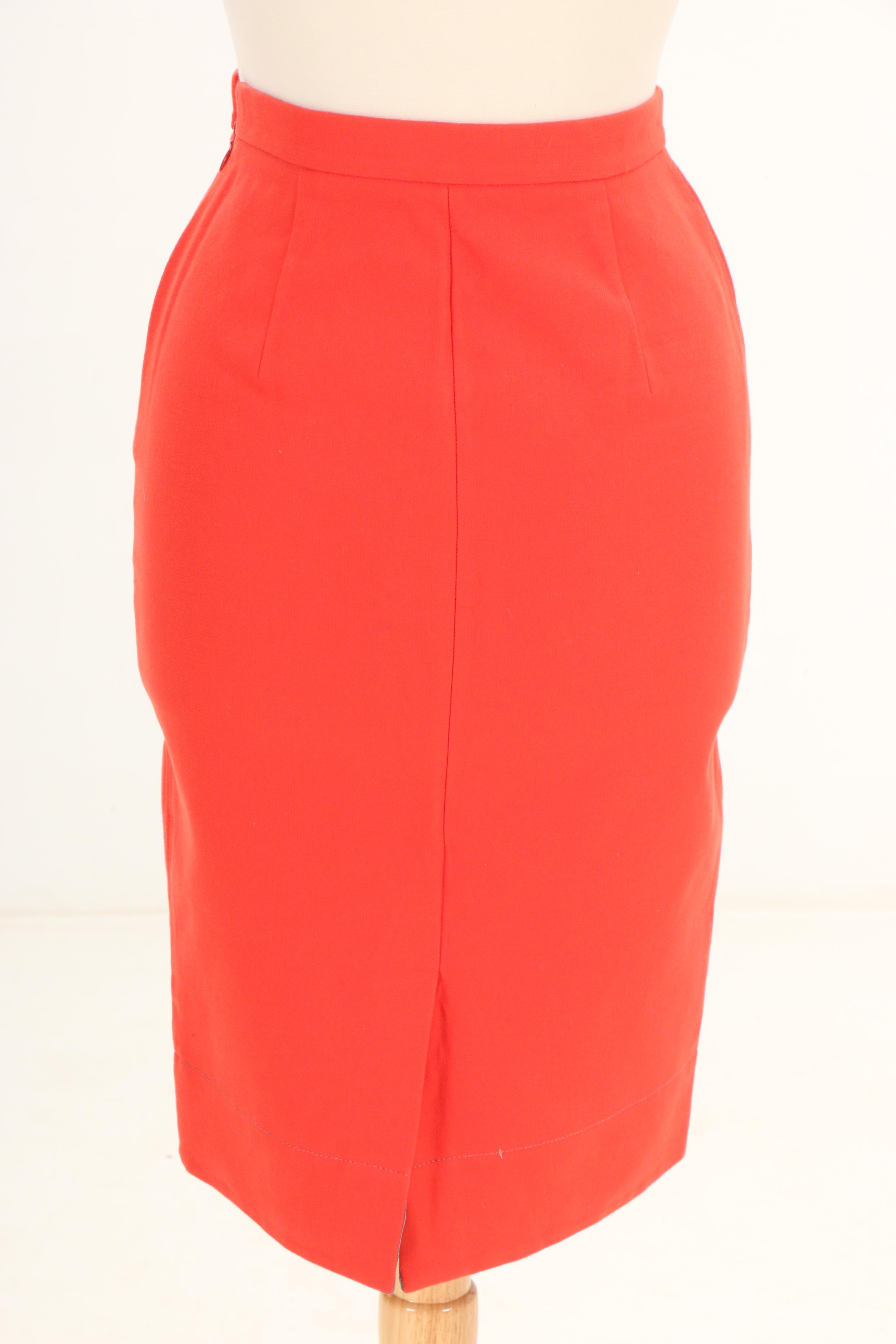 Prada Red Pencil Skirt and Leonard Paris Floral Print Knit Shirt