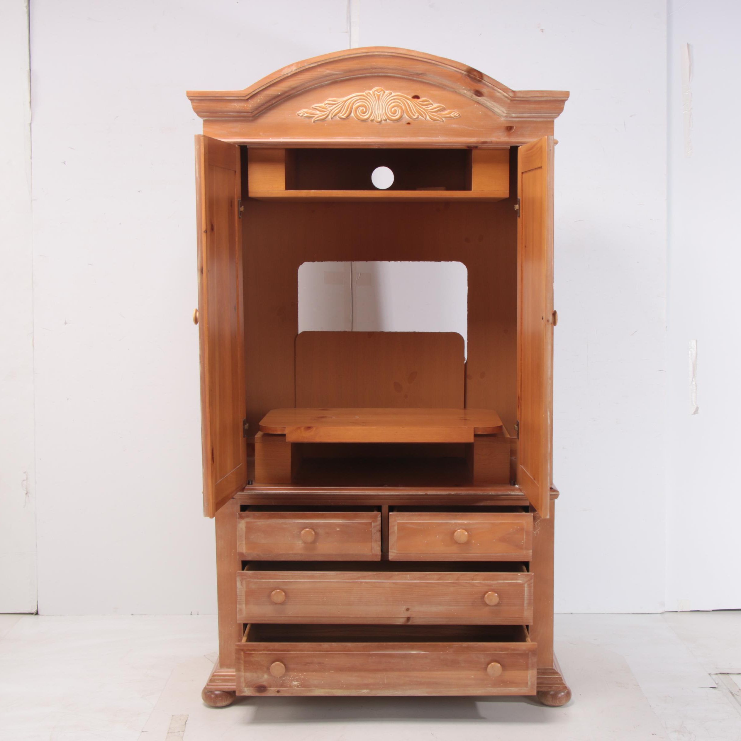 Broyhill Furniture French Provincial Style Pine Media Armoire