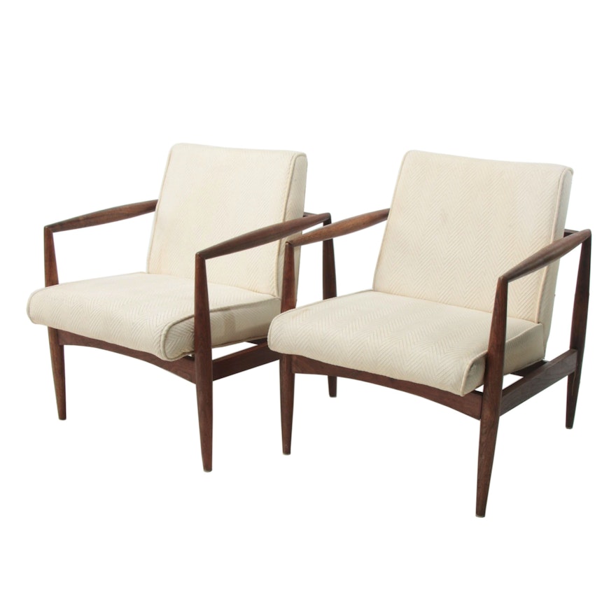 Pair of Mid Century Modern Walnut Lounge Chairs