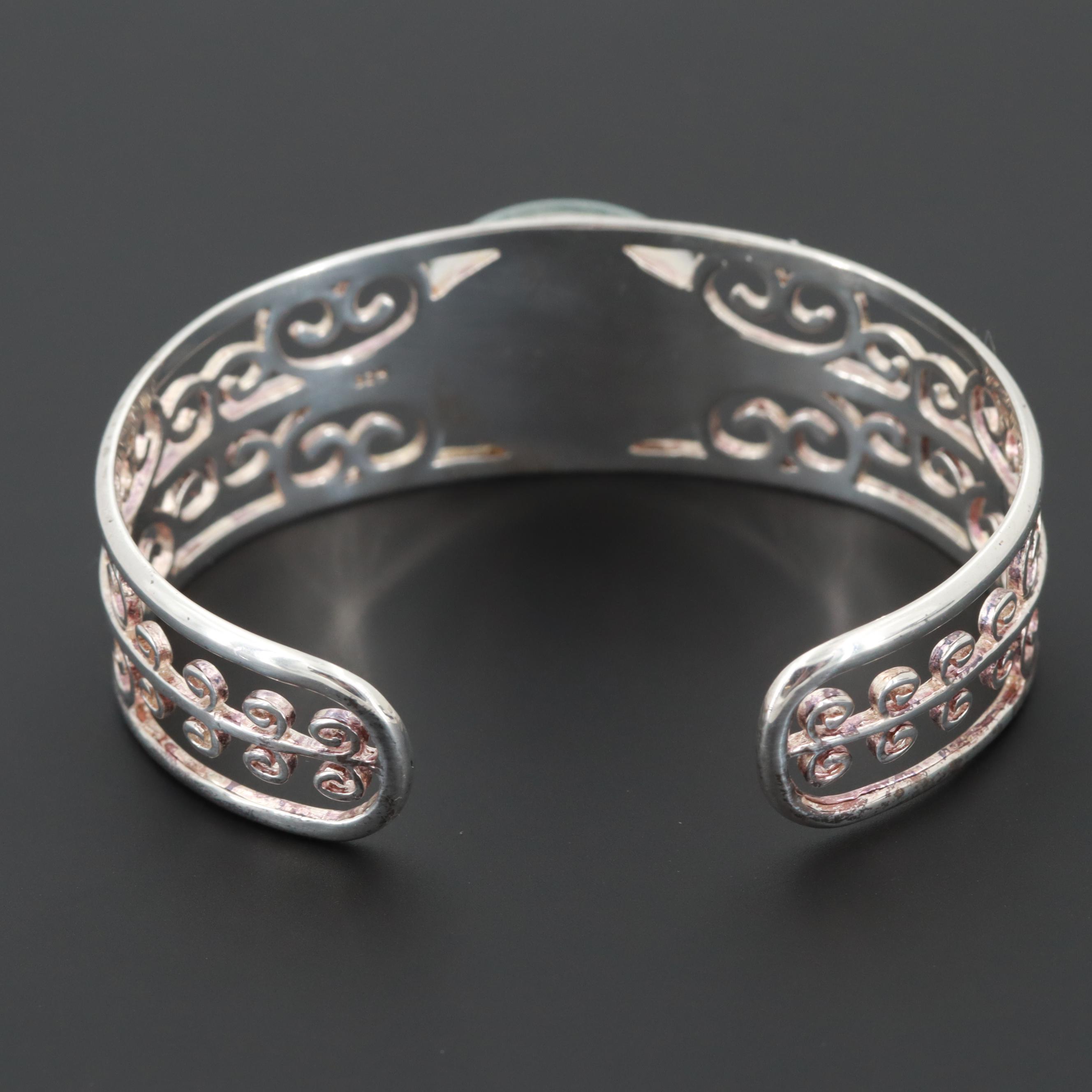 Sterling Silver Diamond in Oil Cuff Bracelet