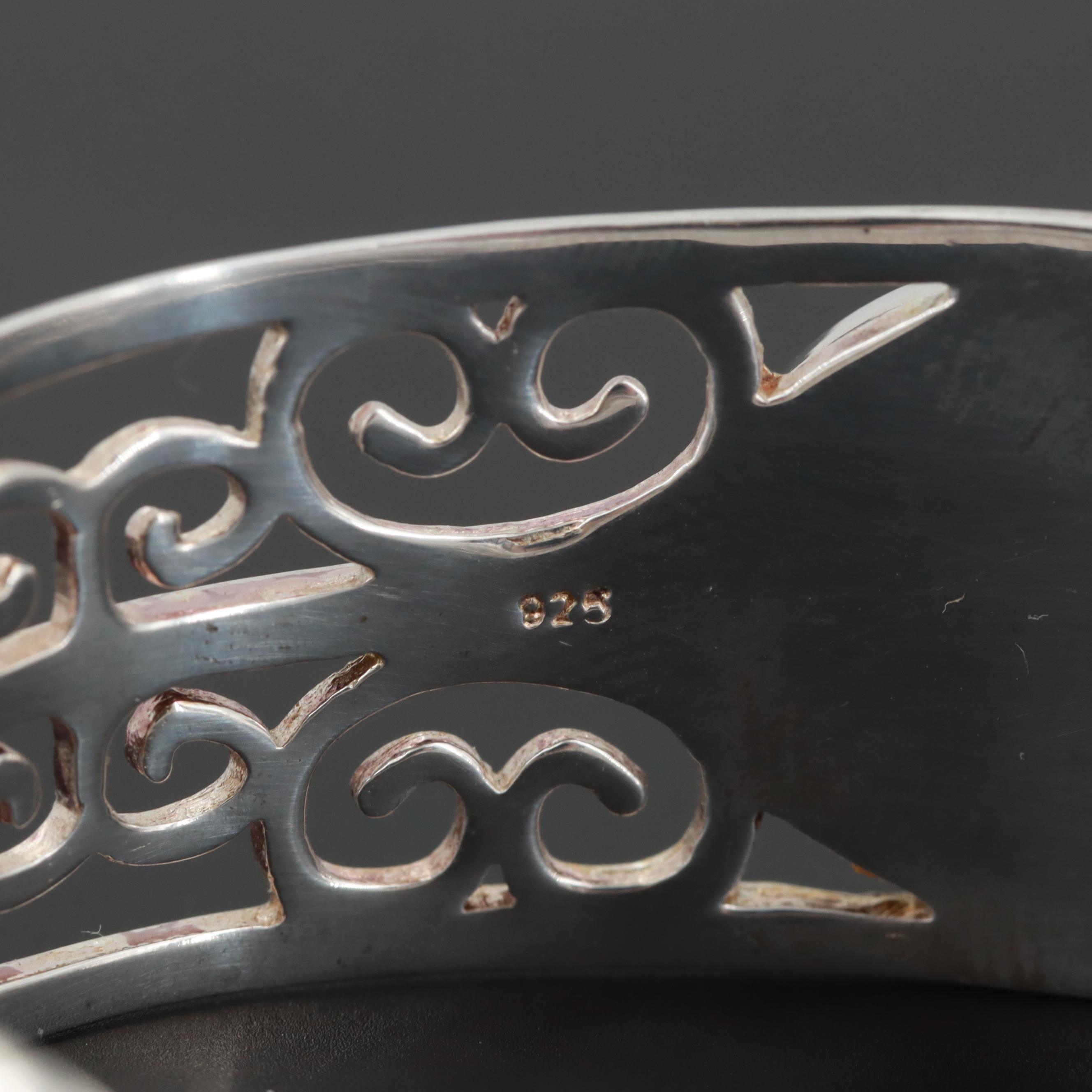 Sterling Silver Diamond in Oil Cuff Bracelet