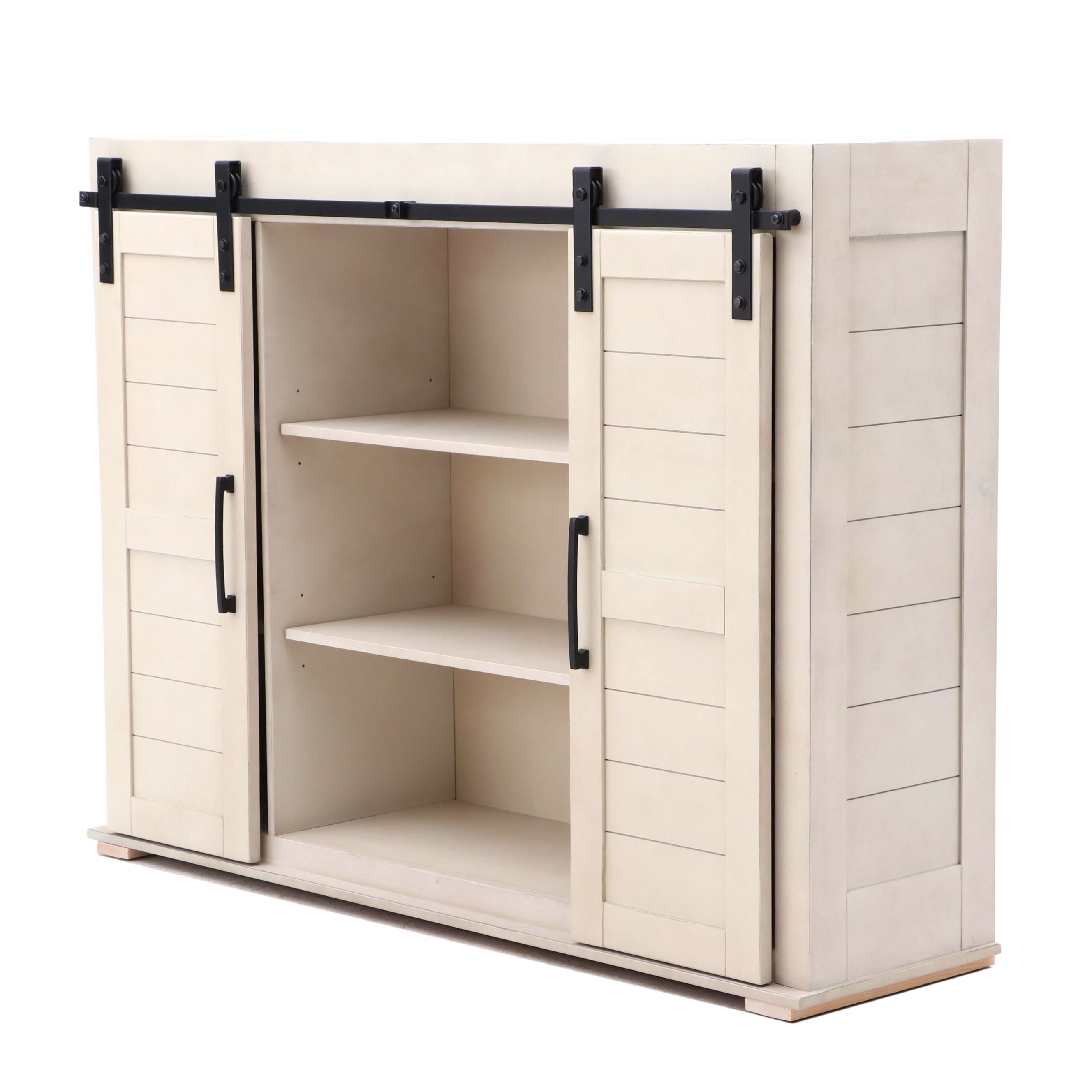 2017 Farmhouse Style 2-Piece Buffet Hutch Cabinet by Magnolia Home in White