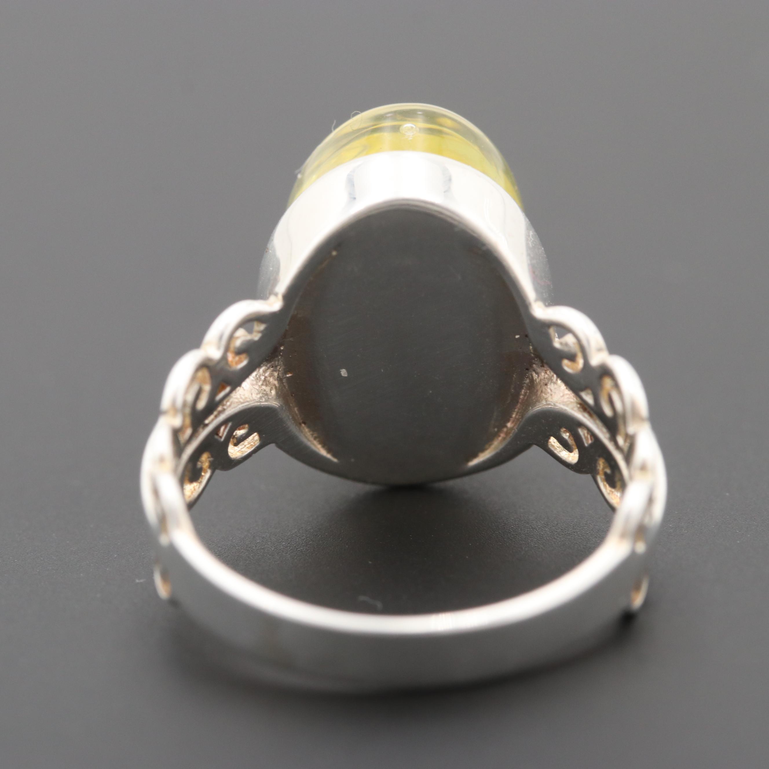 Sterling Silver Glass with Diamonds In Oil