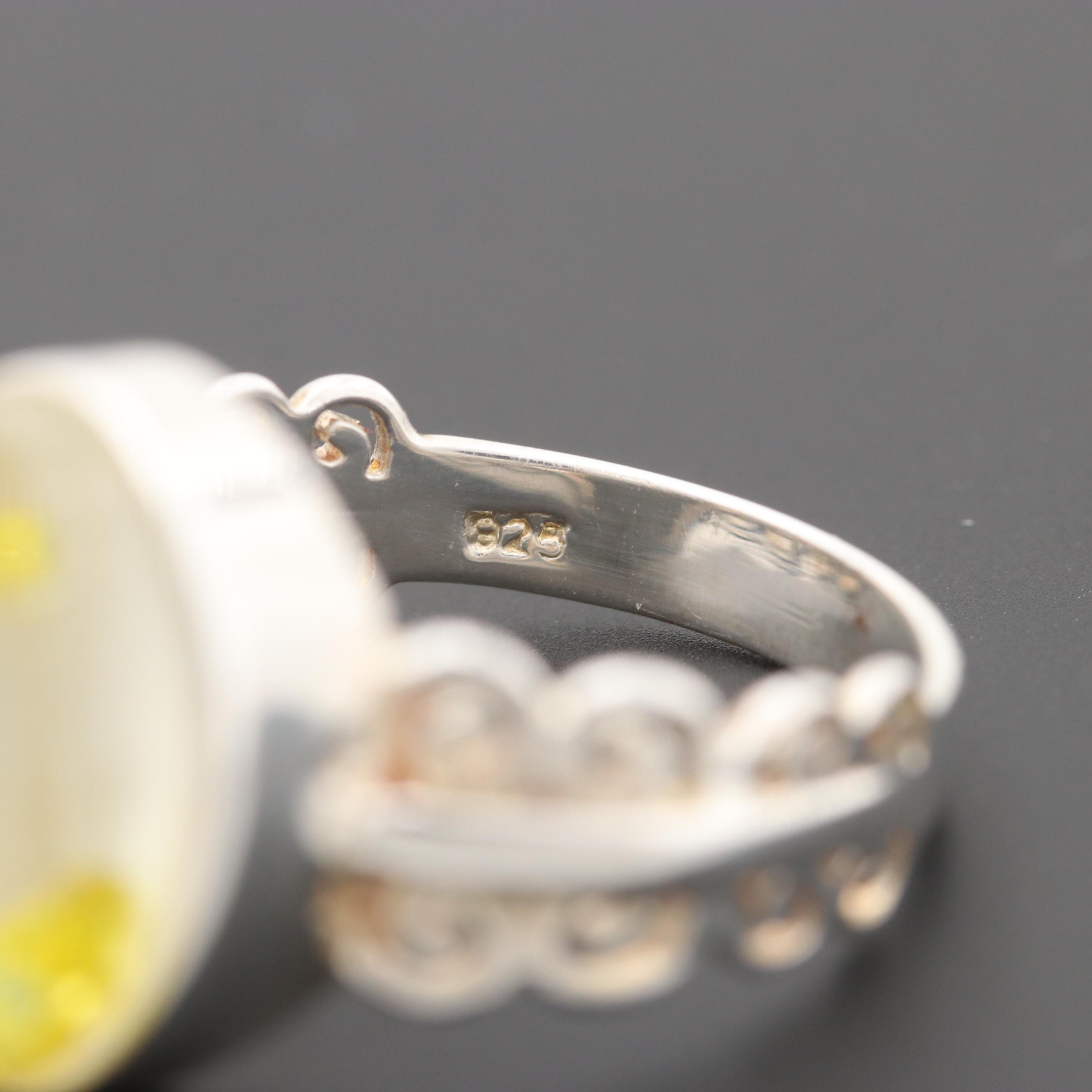 Sterling Silver Glass with Diamonds In Oil