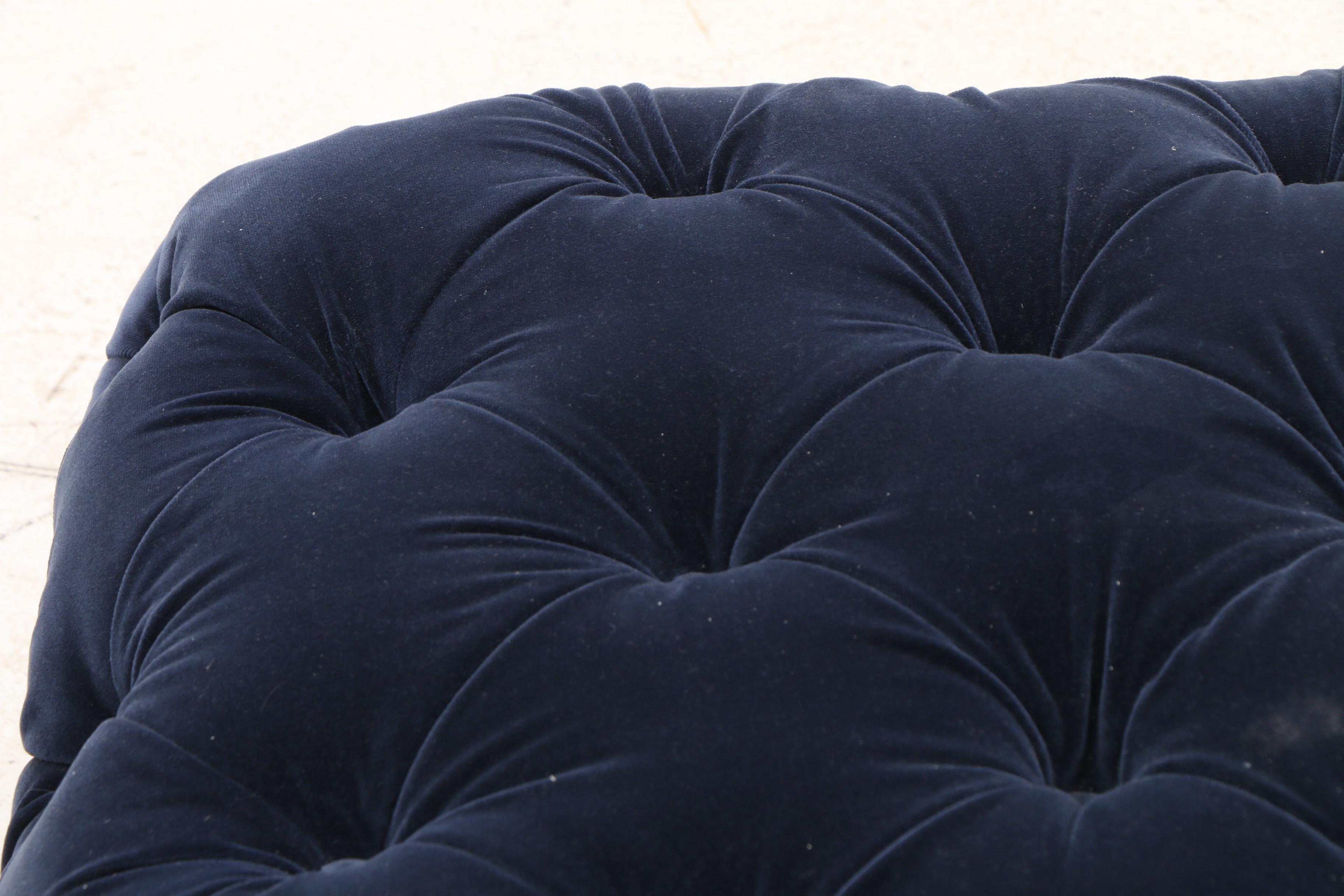 Blue Velvet Tufted Ottoman by Article