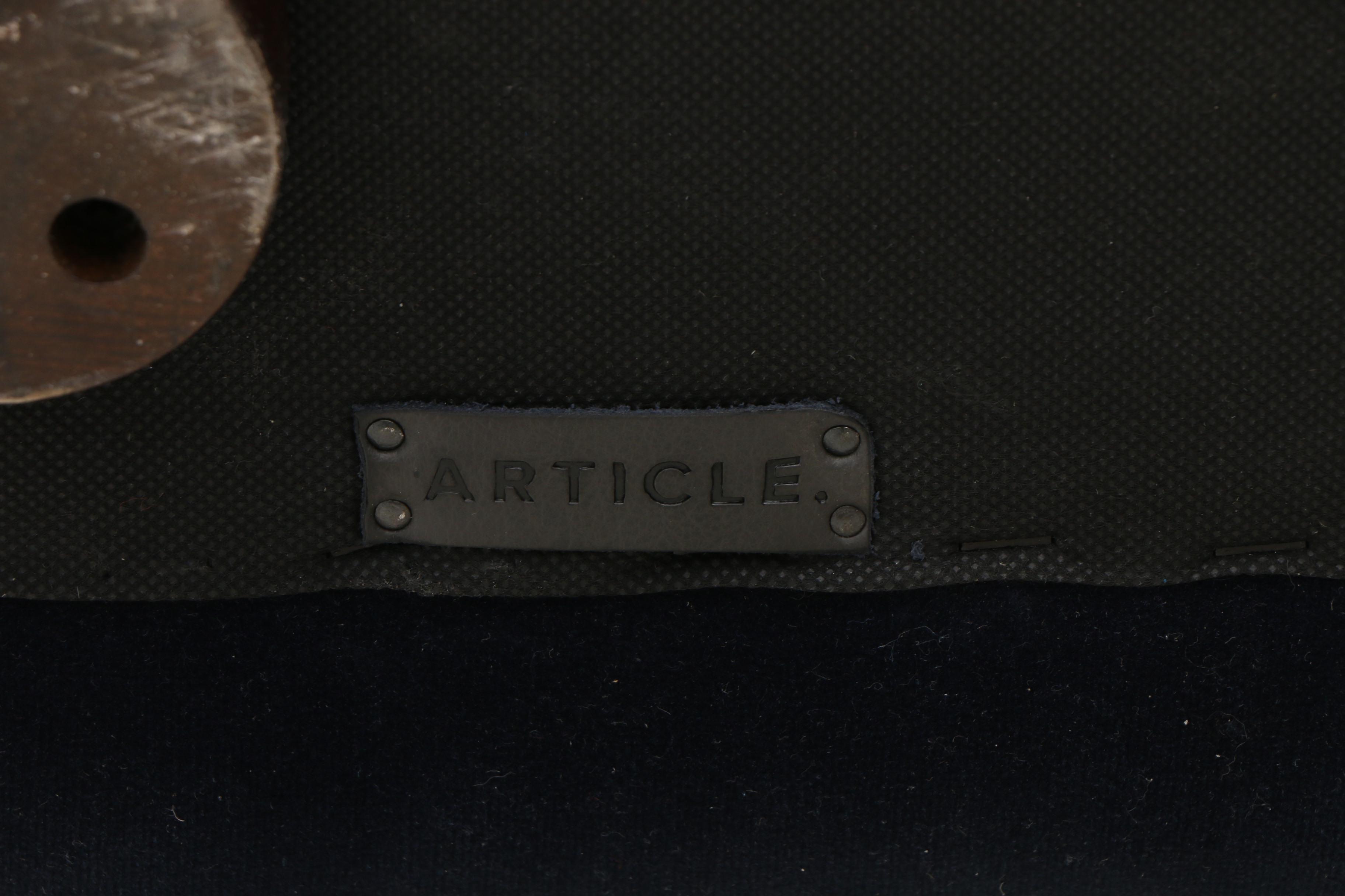 Blue Velvet Tufted Ottoman by Article