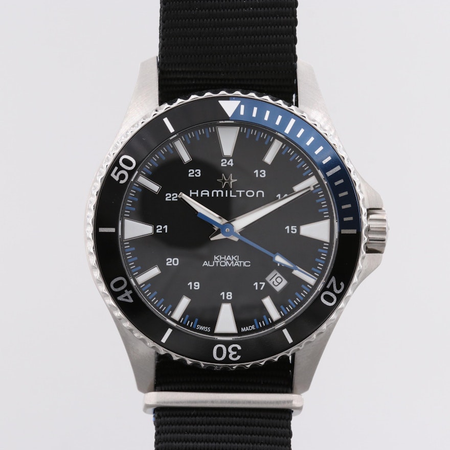 Hamilton Scuba Automatic Wristwatch With Batman Bezel and Black Dial