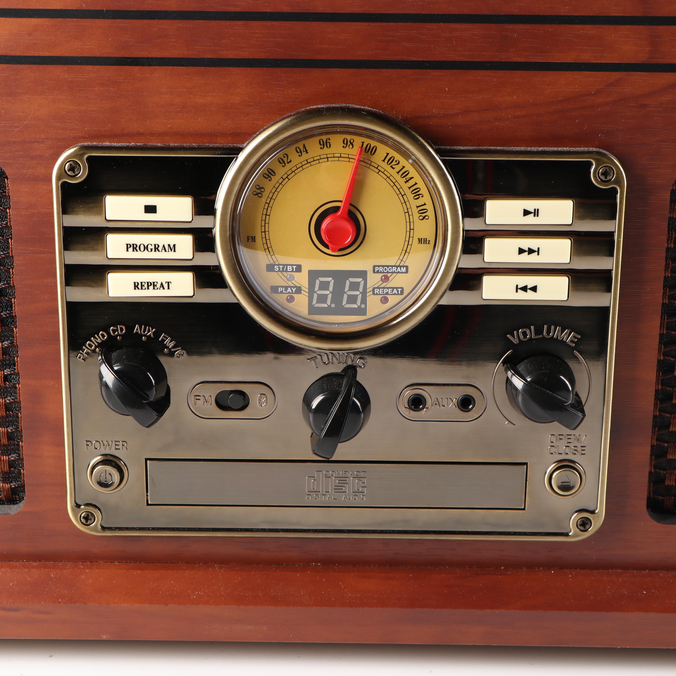 Victrola Nostalgic Classic Wood 6-in-1 Bluetooth Turntable Entertainment Center