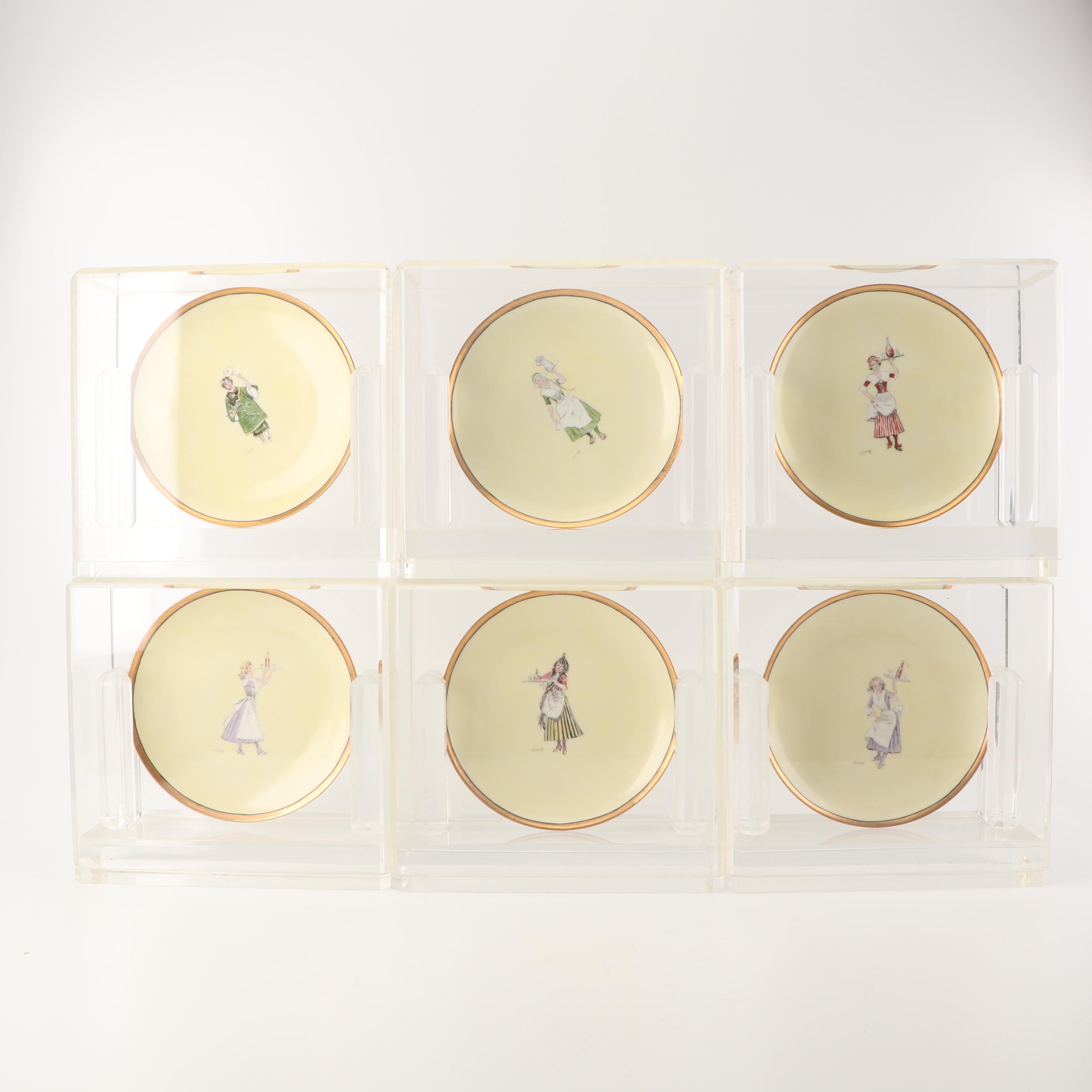 Haviland Limoges Hobbyist Painted Porcelain Plates in Display Cases