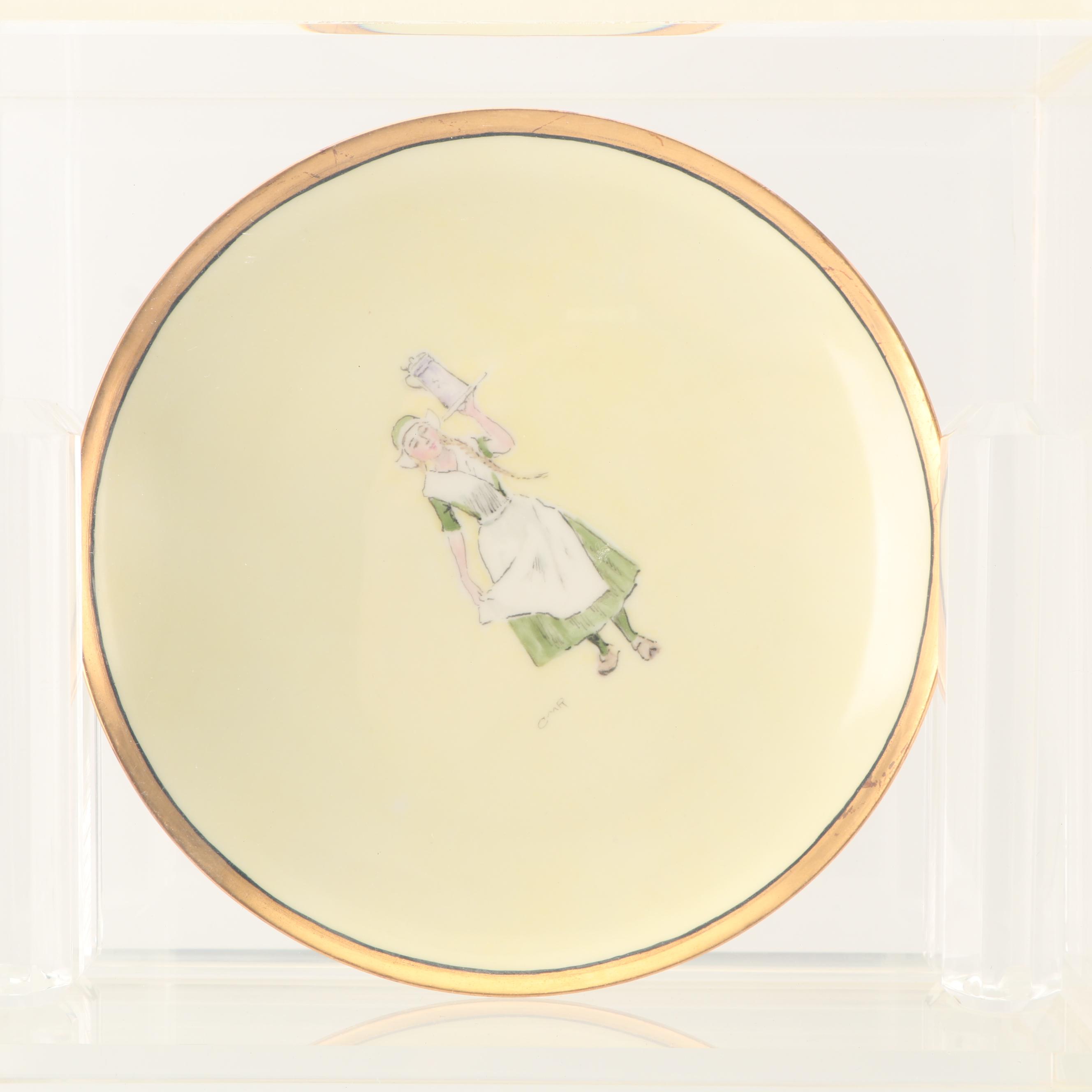 Haviland Limoges Hobbyist Painted Porcelain Plates in Display Cases