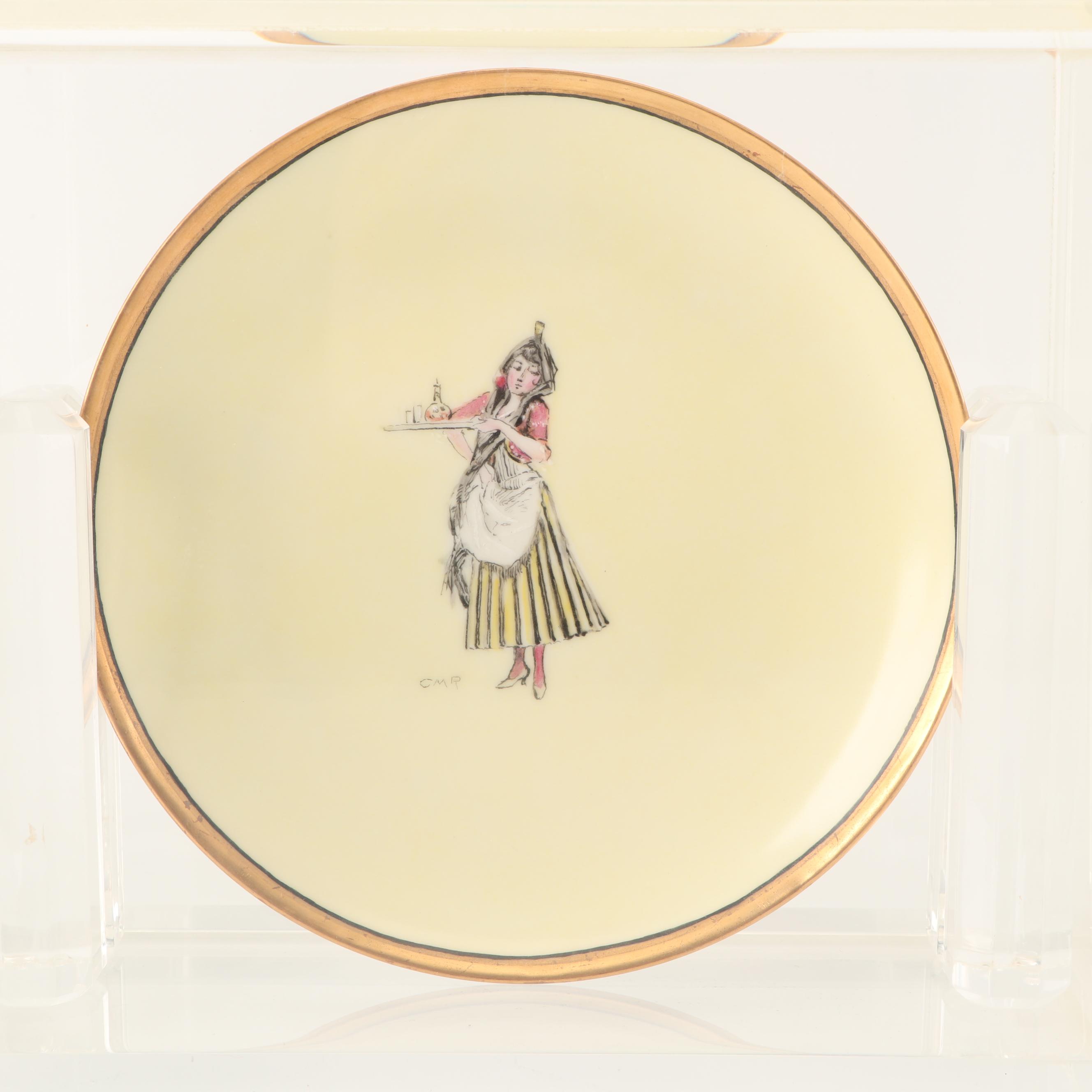 Haviland Limoges Hobbyist Painted Porcelain Plates in Display Cases