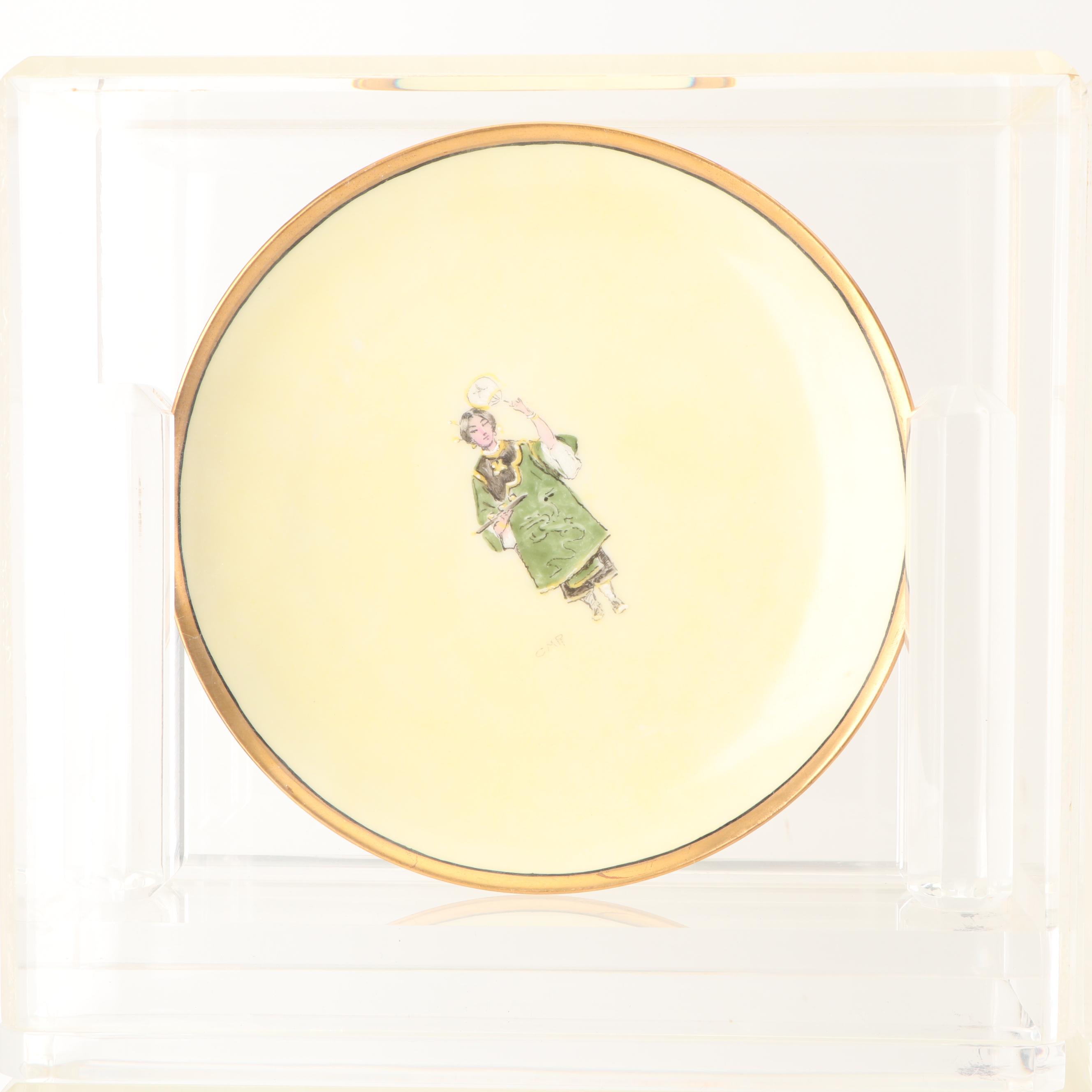 Haviland Limoges Hobbyist Painted Porcelain Plates in Display Cases