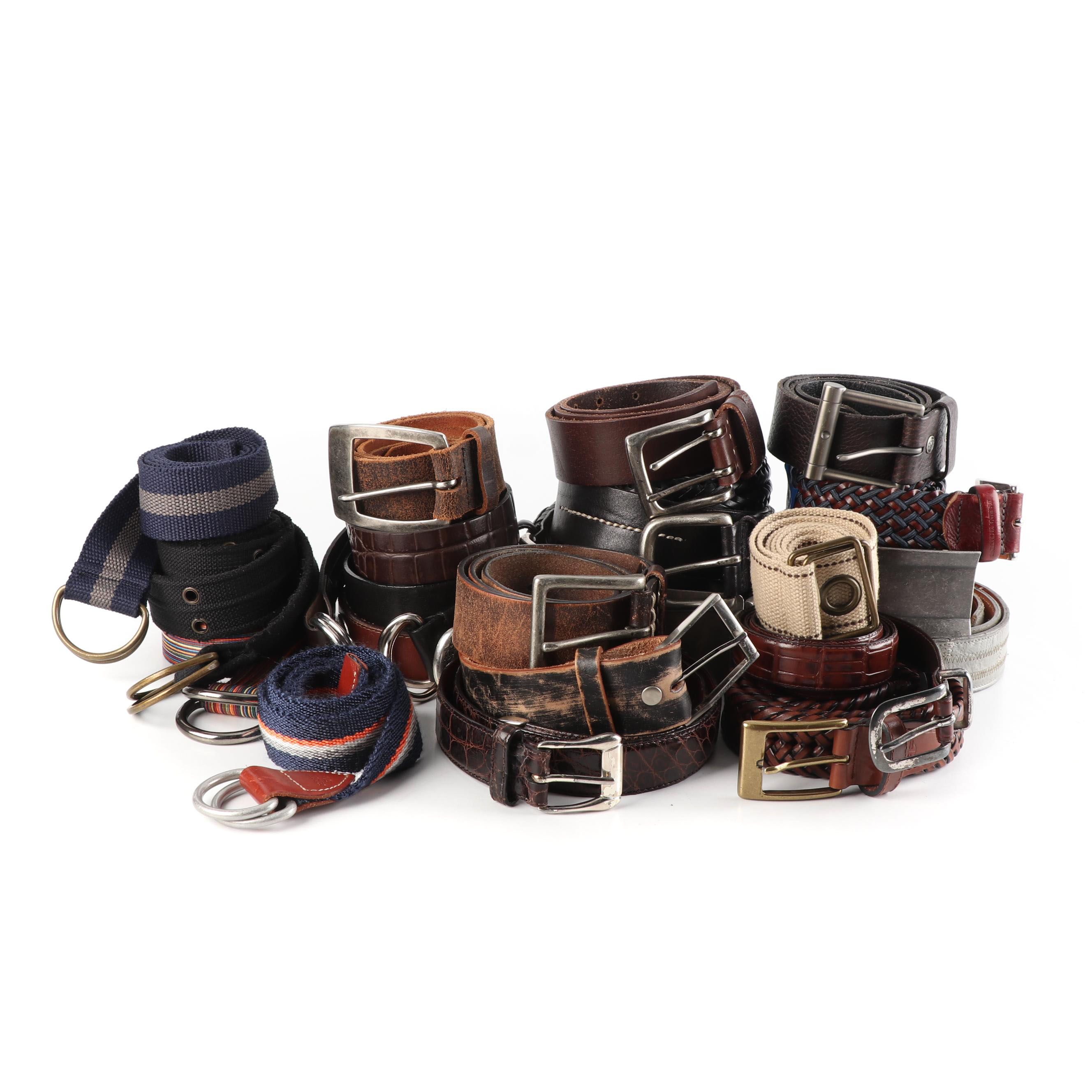 Men's Belts Including Prada, Tony Lama, J.Crew, Aldo and Levi's