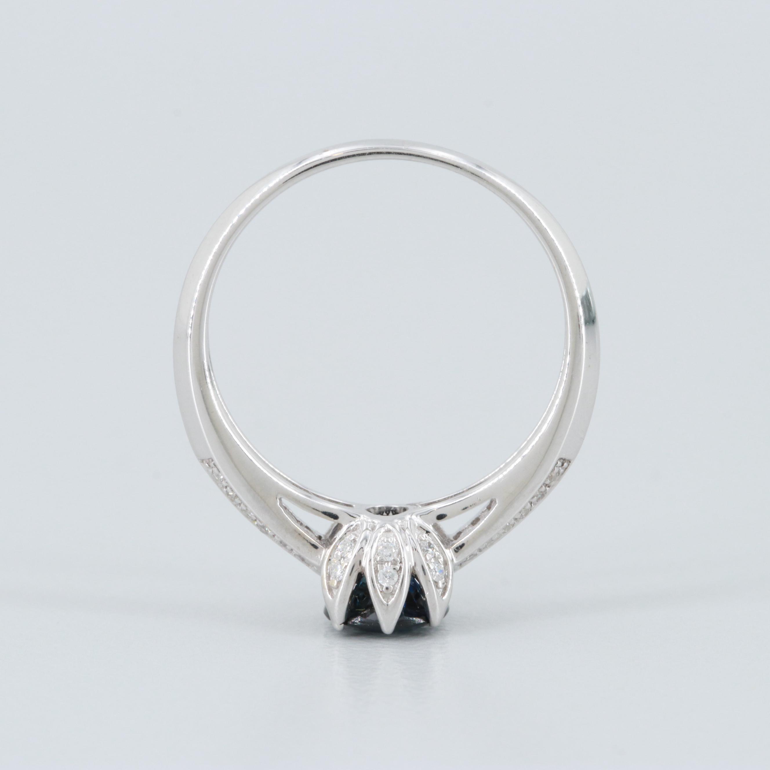 14K White Gold Blue Sapphire and Diamond Ring