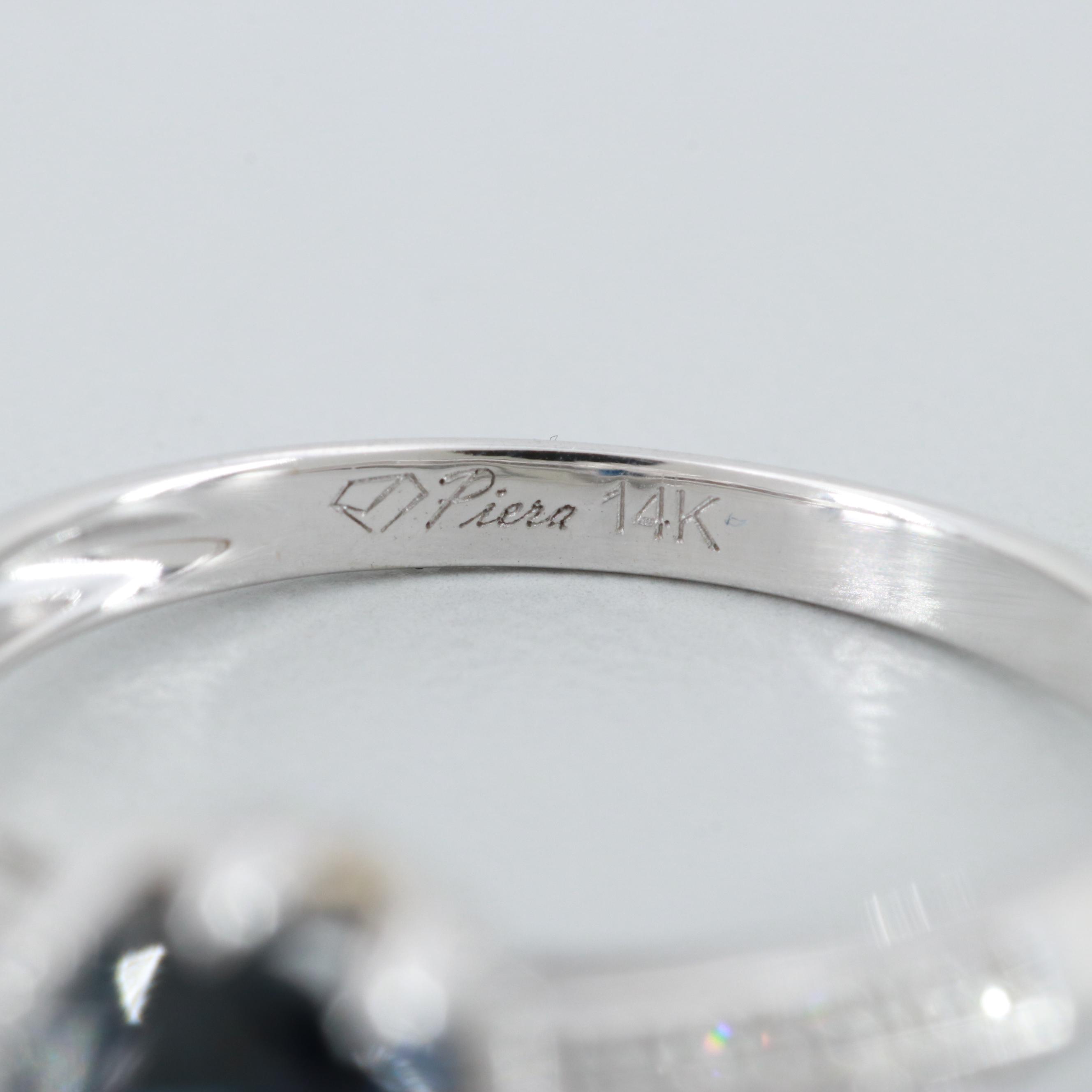 14K White Gold Blue Sapphire and Diamond Ring