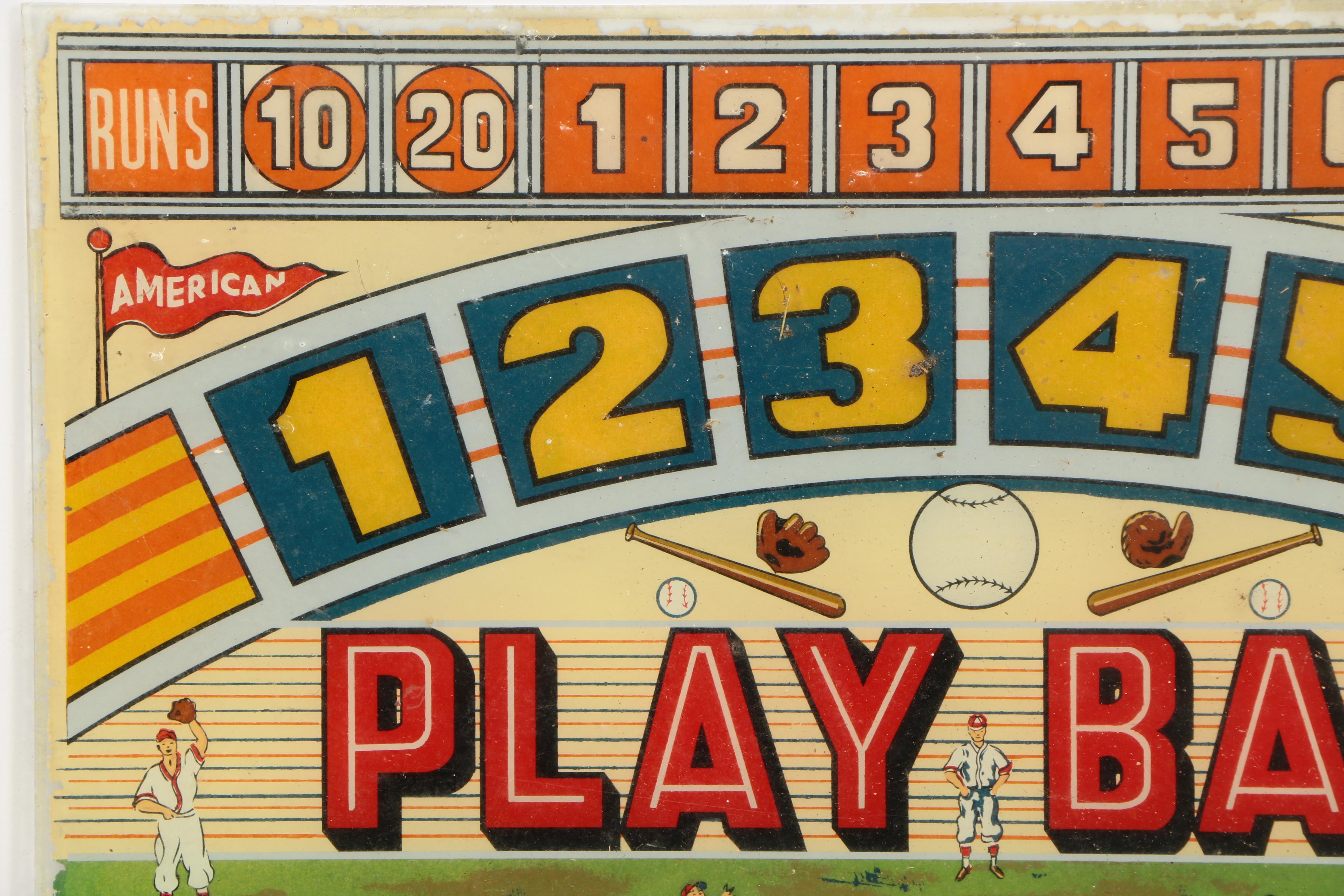 Woodrail Pinball Machine Glass Display Panels, 1930s/1940s