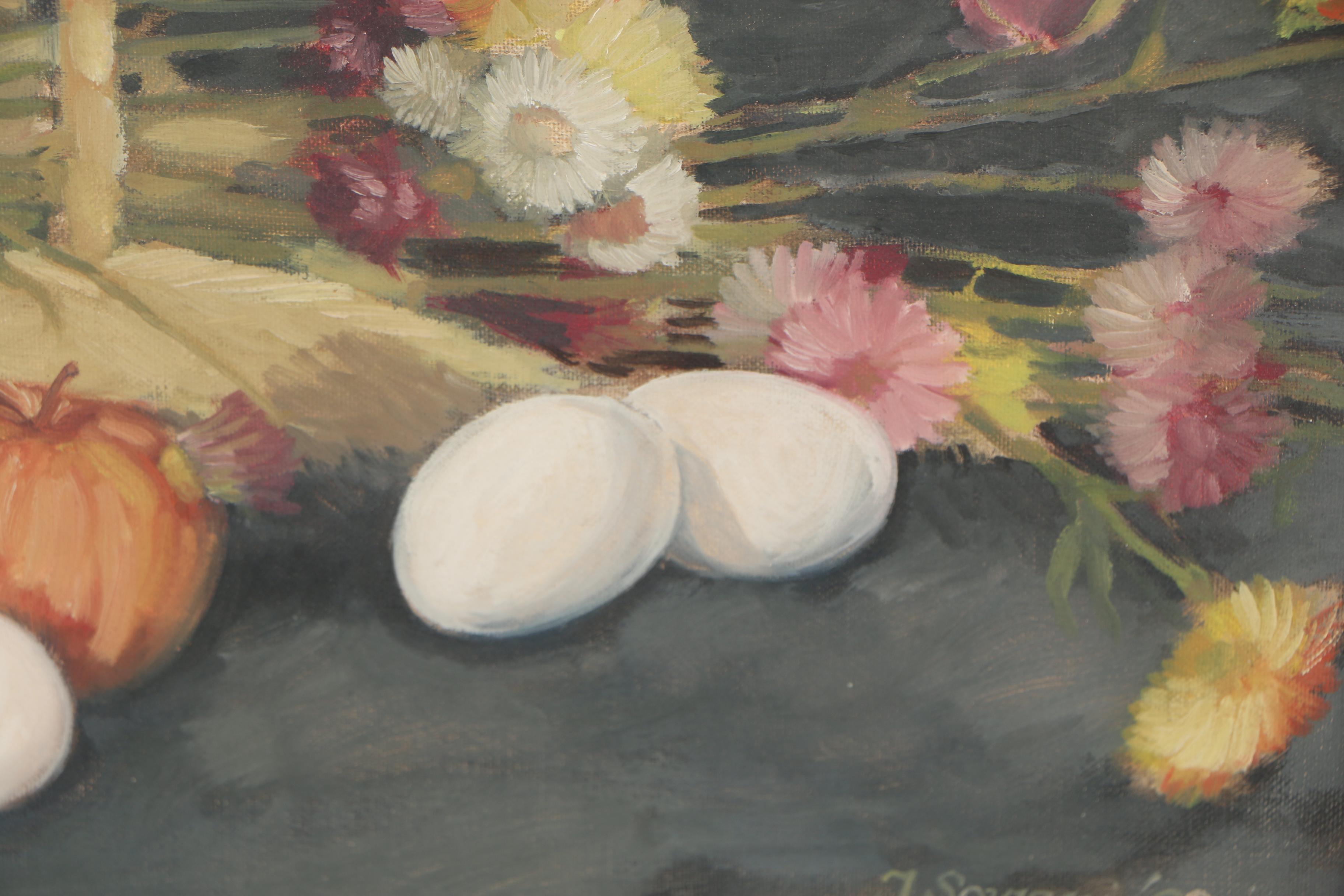 J. Sovjani Still Life Oil Painting, 1963