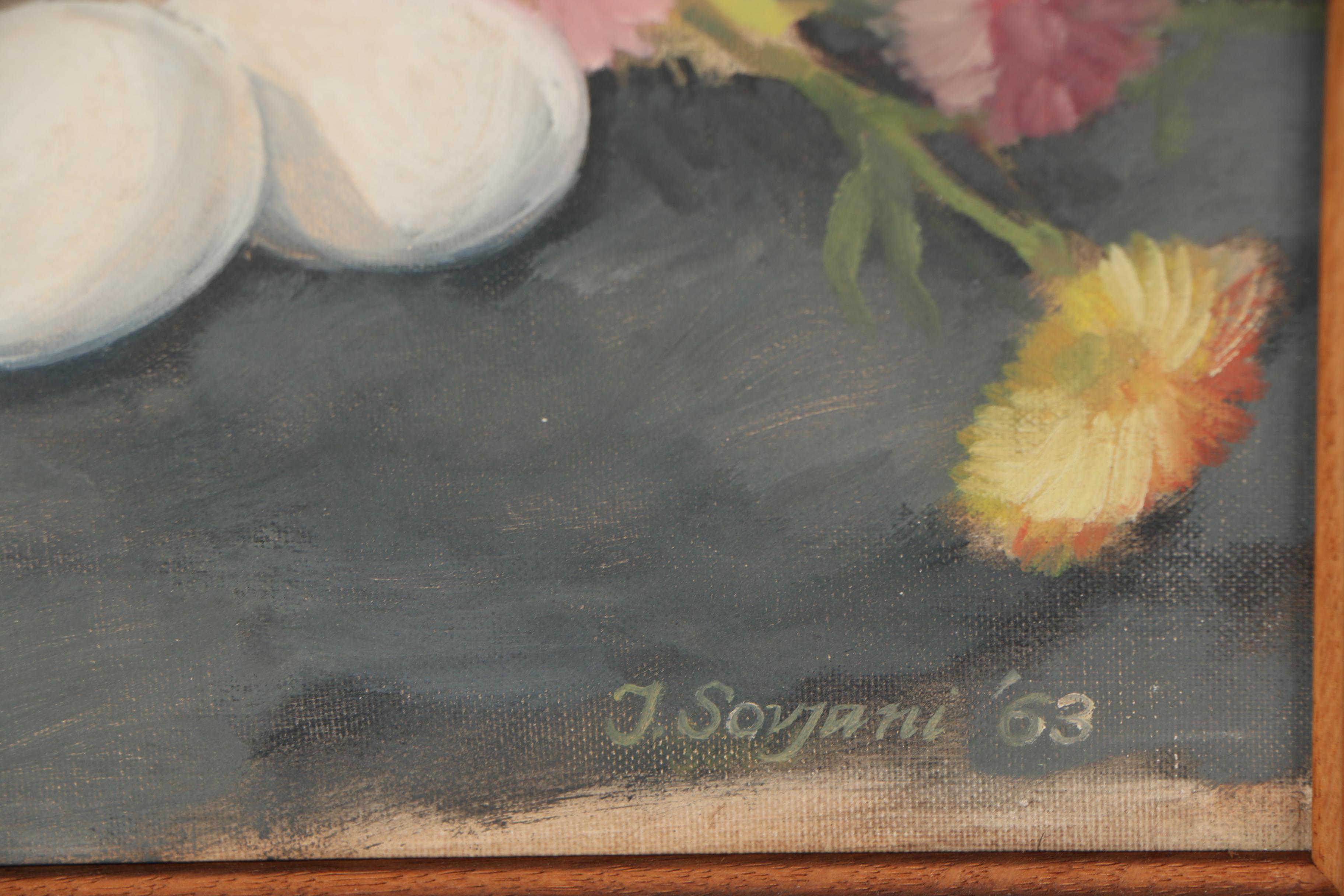 J. Sovjani Still Life Oil Painting, 1963