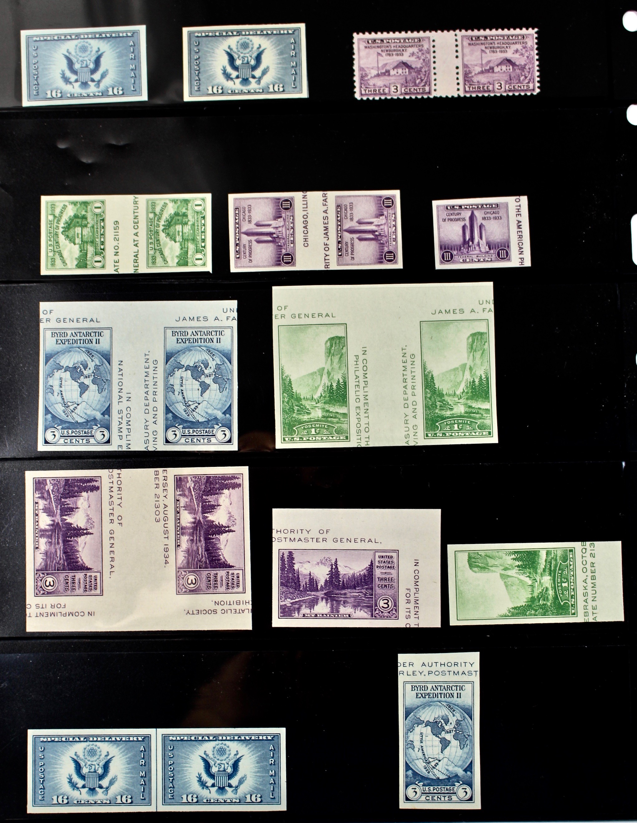 Collection of 231 U.S. Farley Postage Stamps