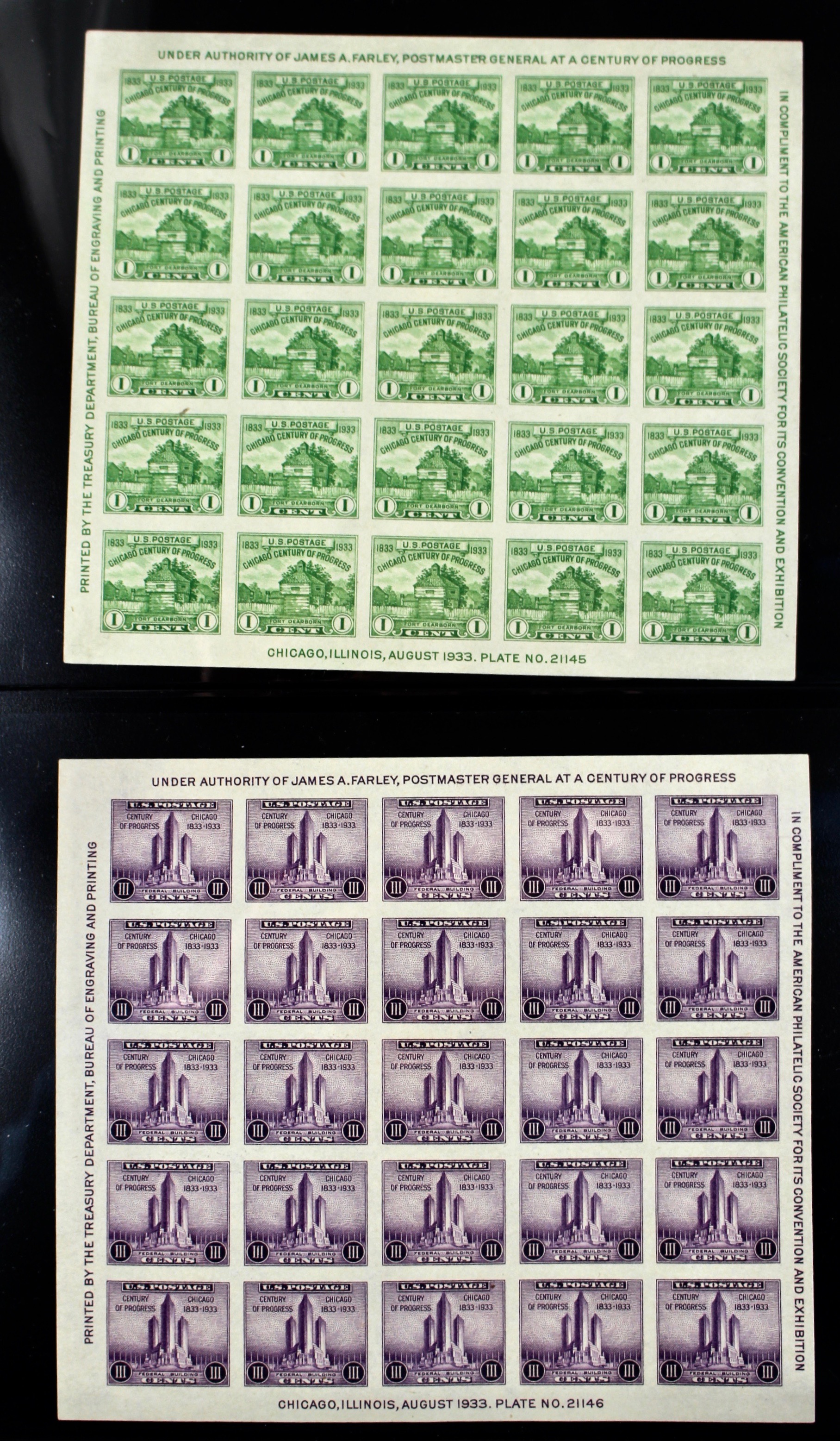 Collection of 231 U.S. Farley Postage Stamps