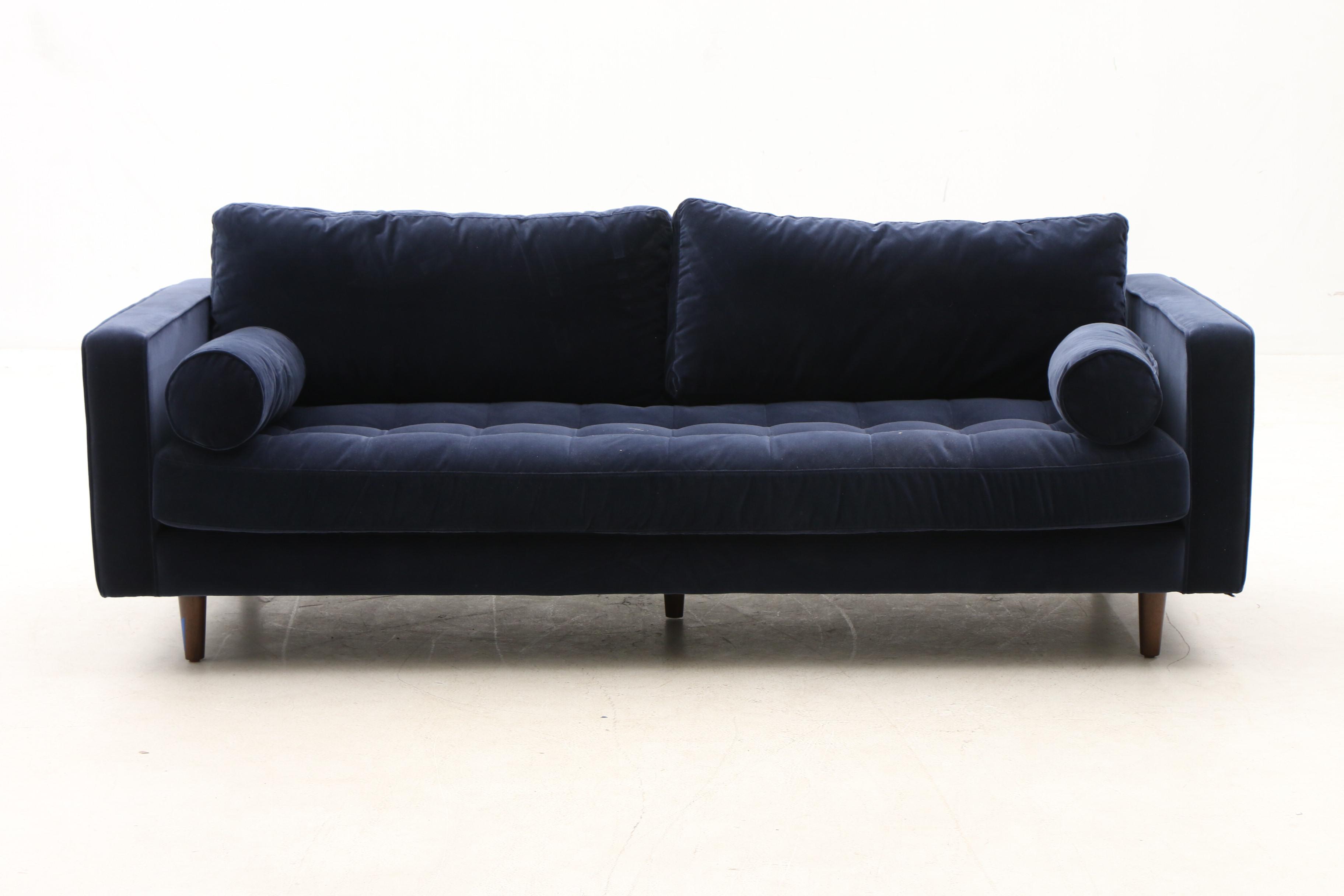 Modern Blue Velvet Tufted Sofa by Article