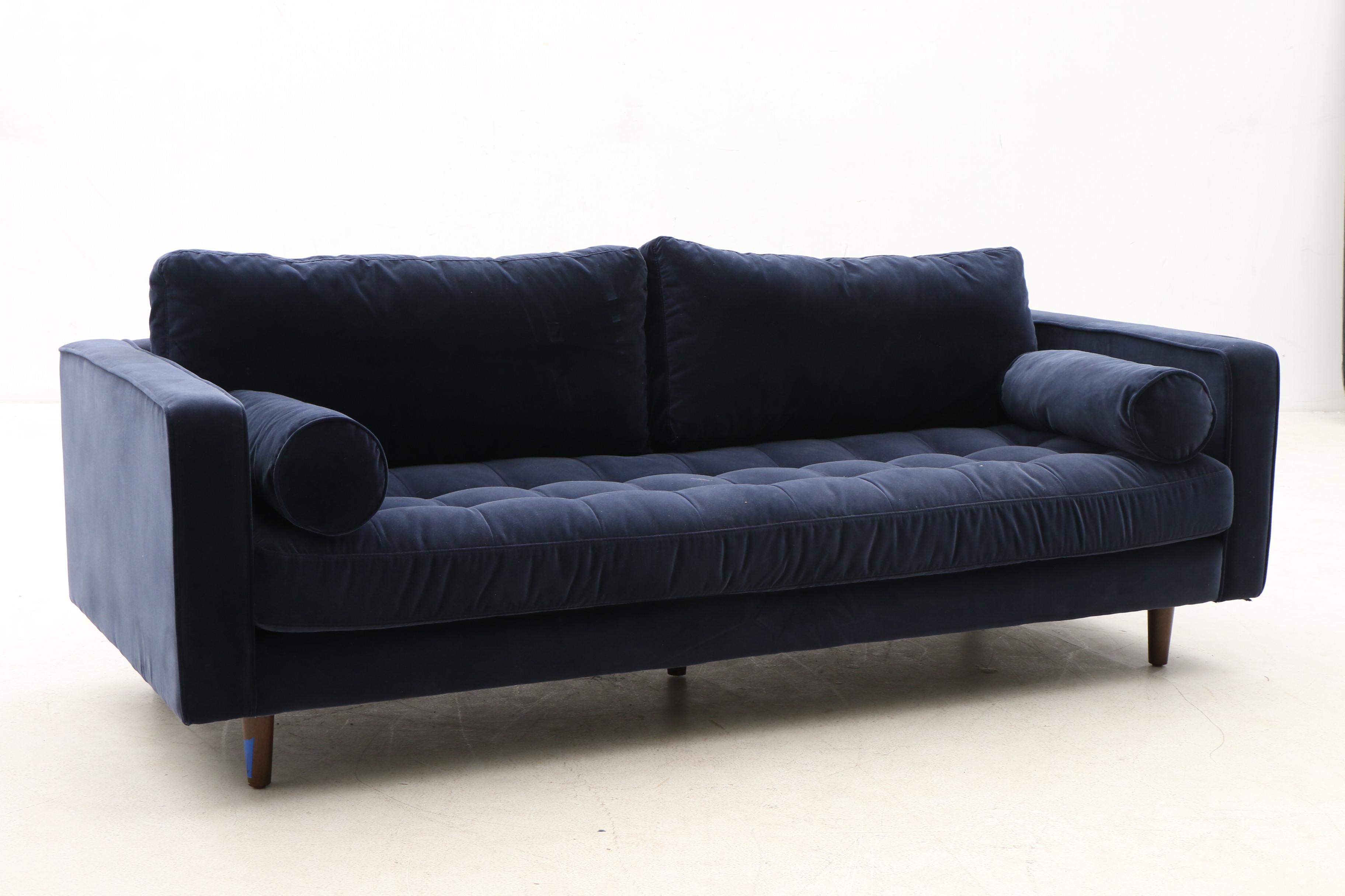 Modern Blue Velvet Tufted Sofa by Article