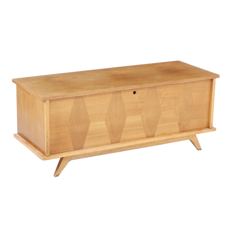 Mid Century Modern Lane Cedar Chest with Inlaid Wood Diamond Pattern